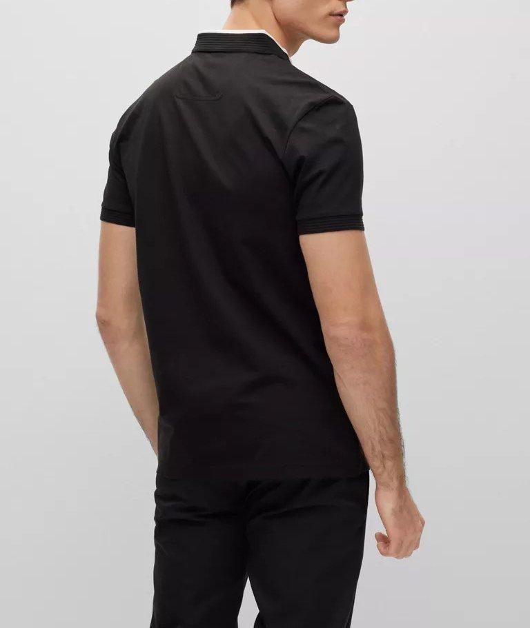 Polo en coton extensible avec logo de coupe amincie image 2