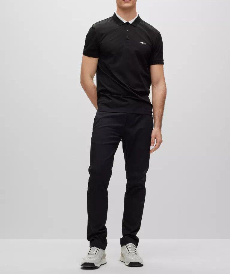 Polo en coton extensible avec logo de coupe amincie image 3