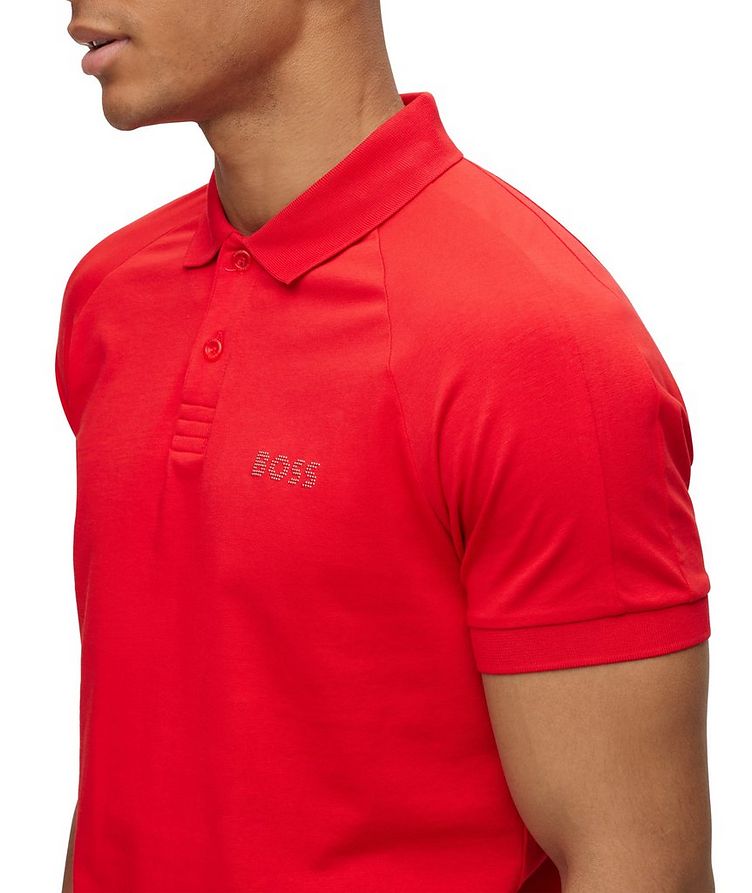 Polo en coton extensible avec logo image 3