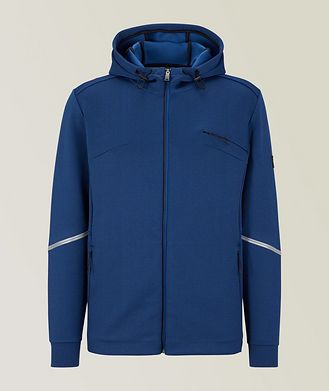 BOSS Technical-Blend Melange Zip-Up Hooded Sweatshirt