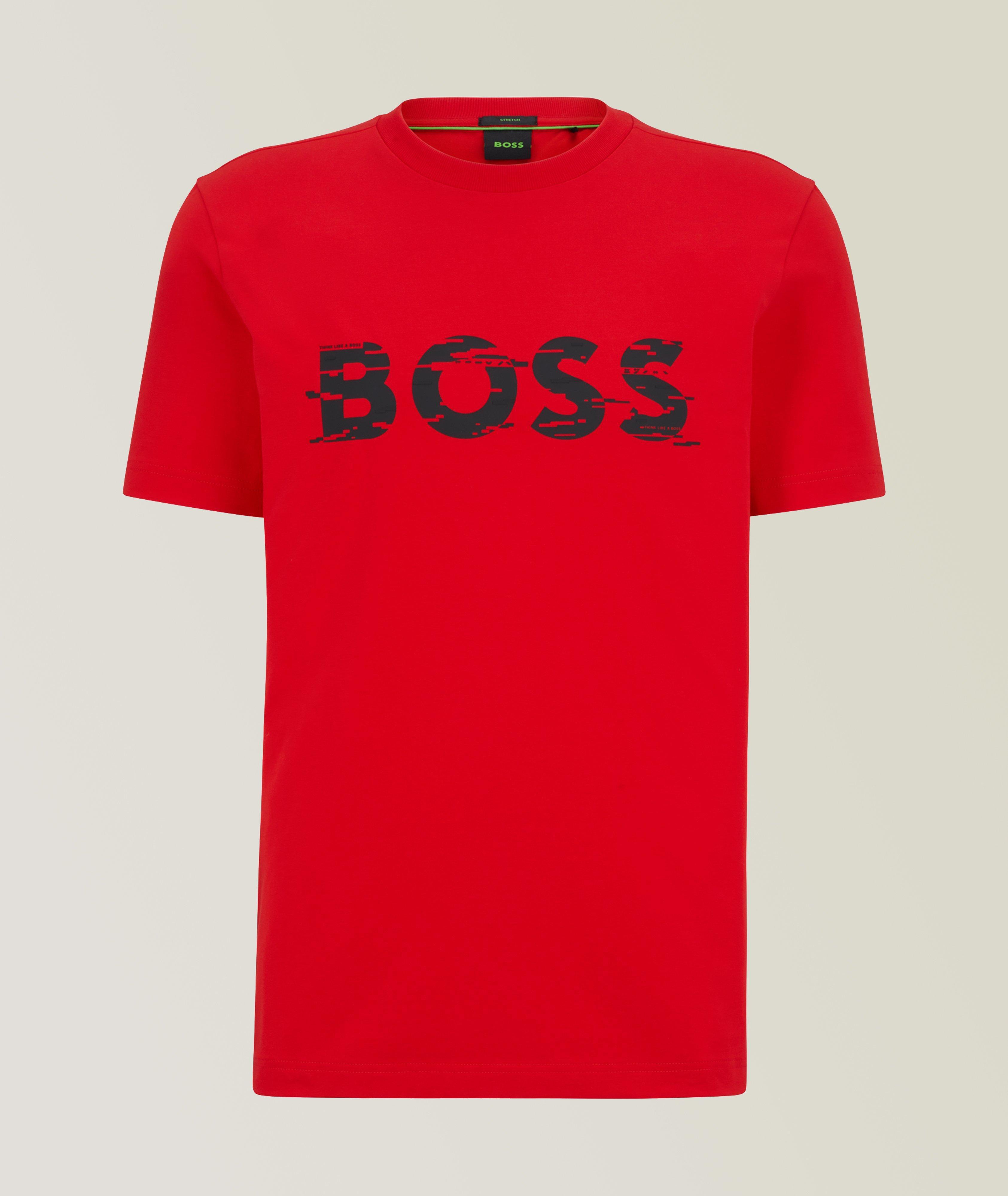 T-shirt en coton extensible avec logo image 0