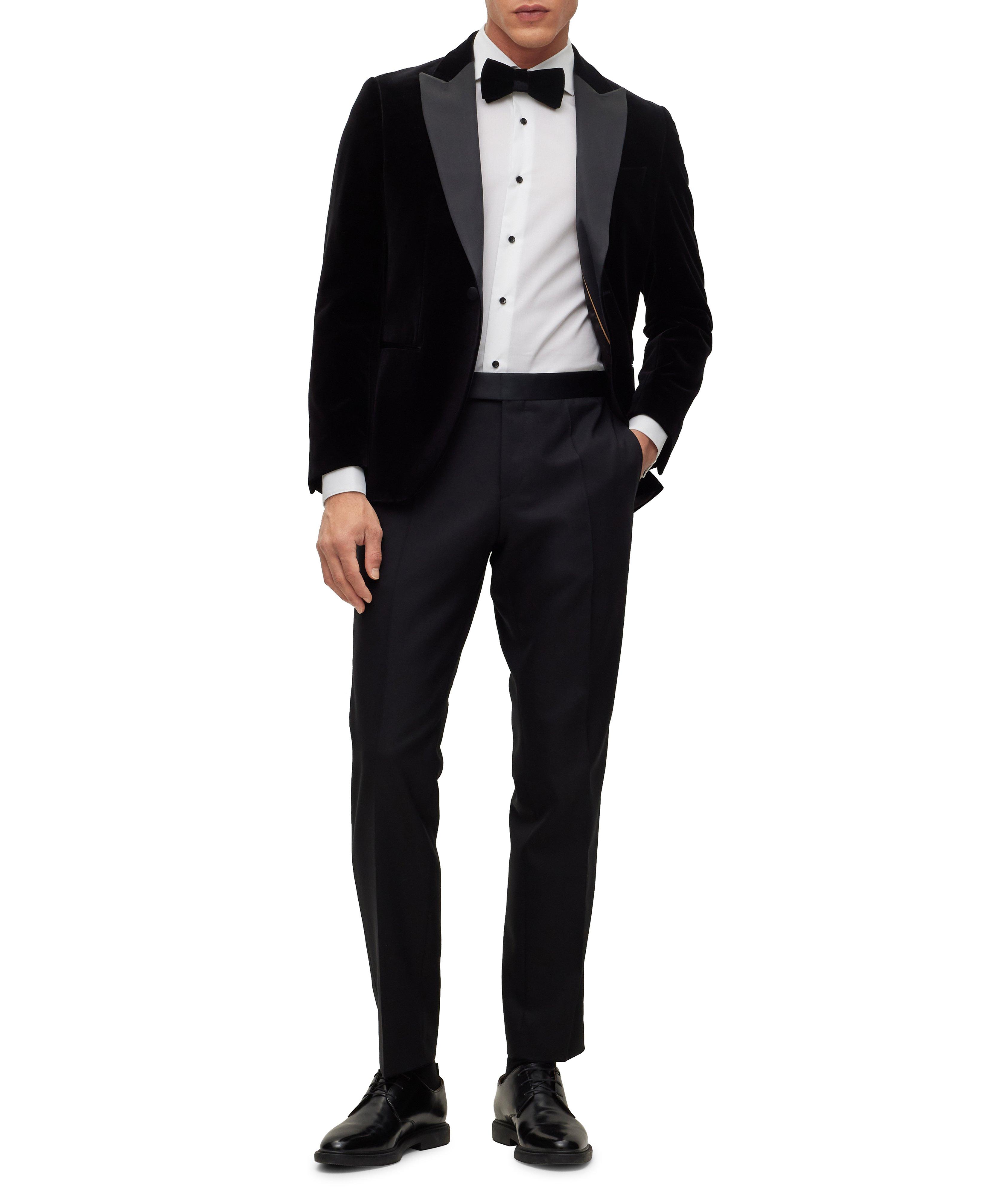 BOSS - Slim-fit tuxedo jacket in pure-cotton velvet