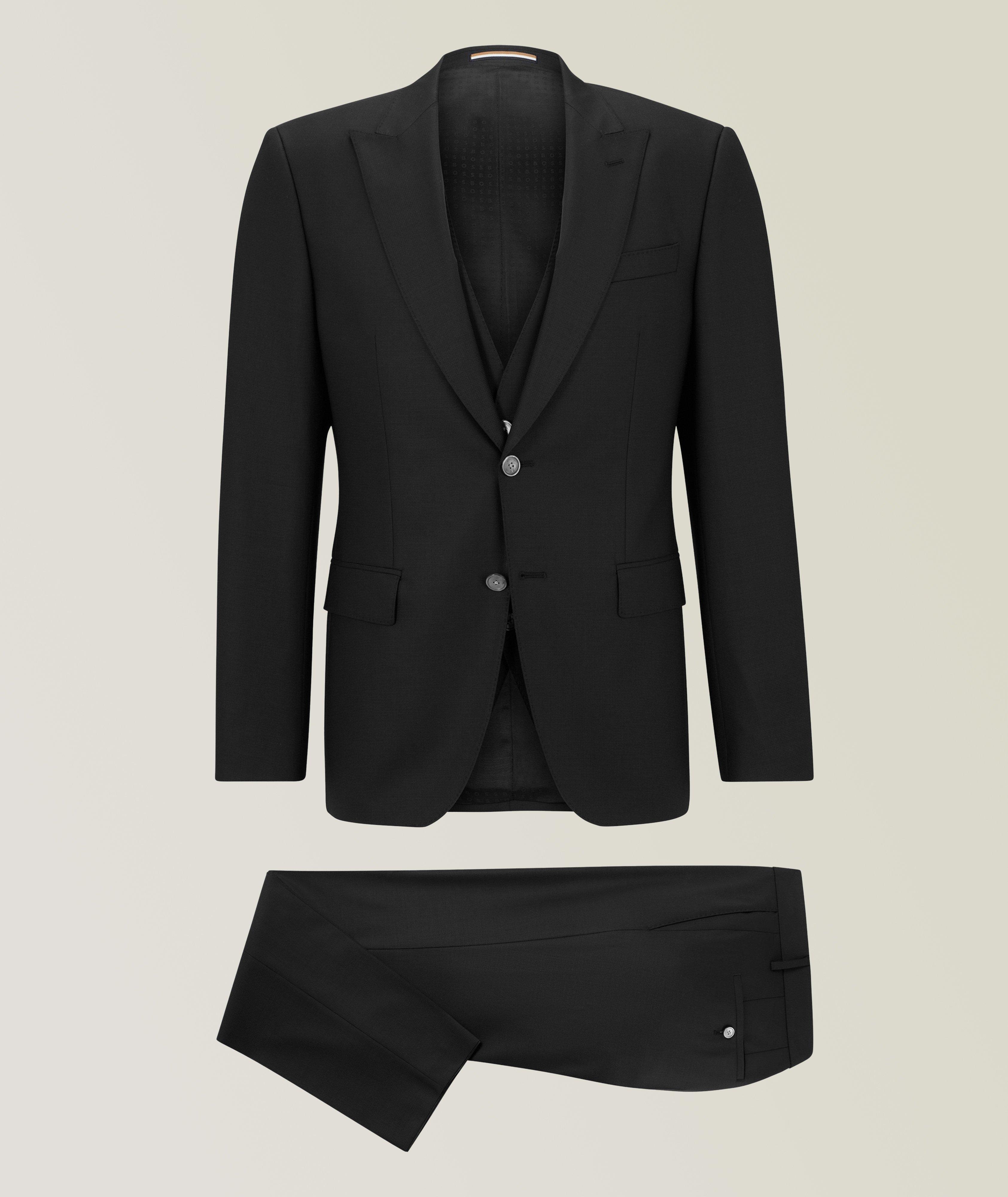 Slim-Fit Micro Patterned Wool-Blend Suit image 0