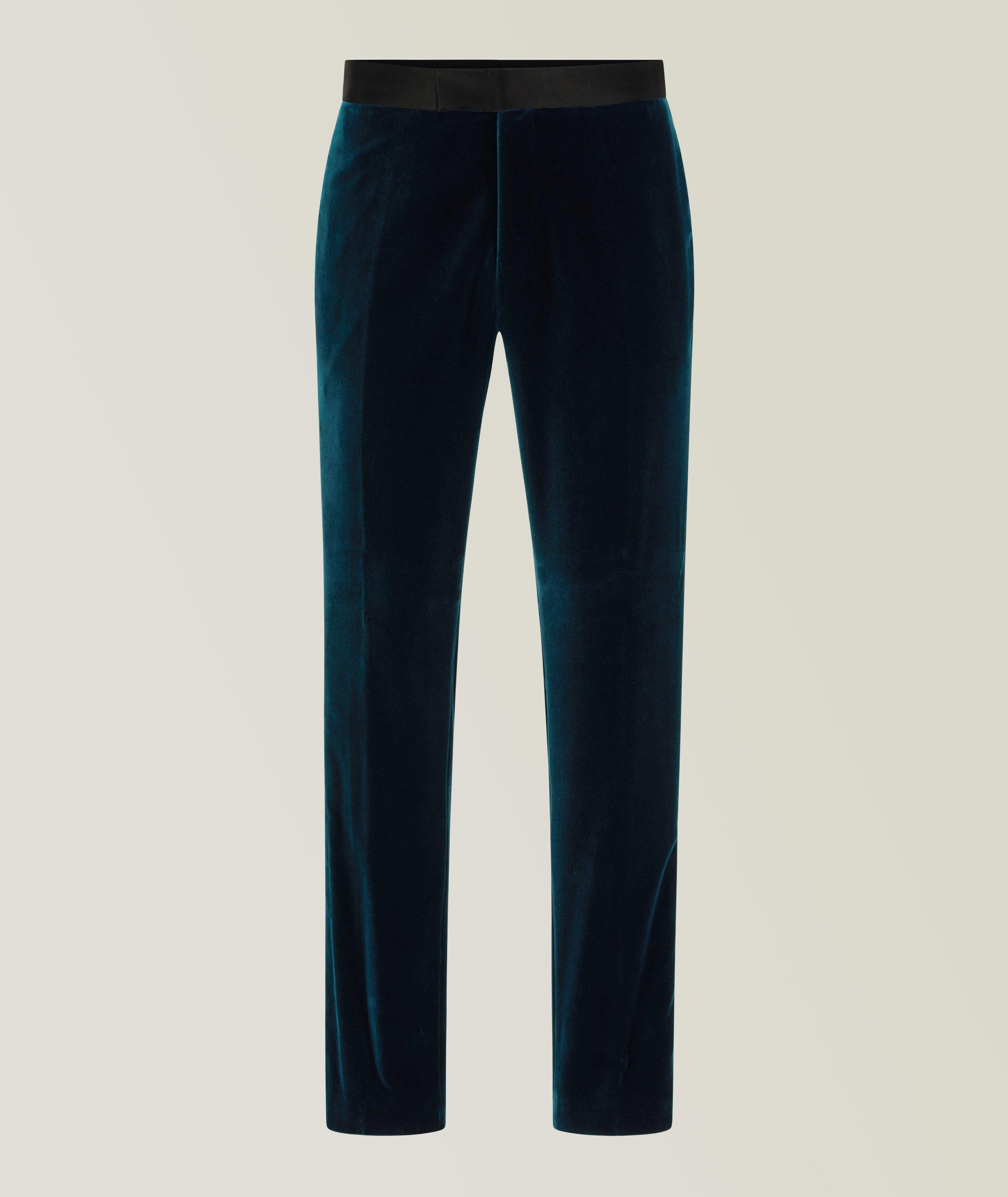 Slim-Fit Pure-Cotton Velvet Tuxedo Trousers  image 0