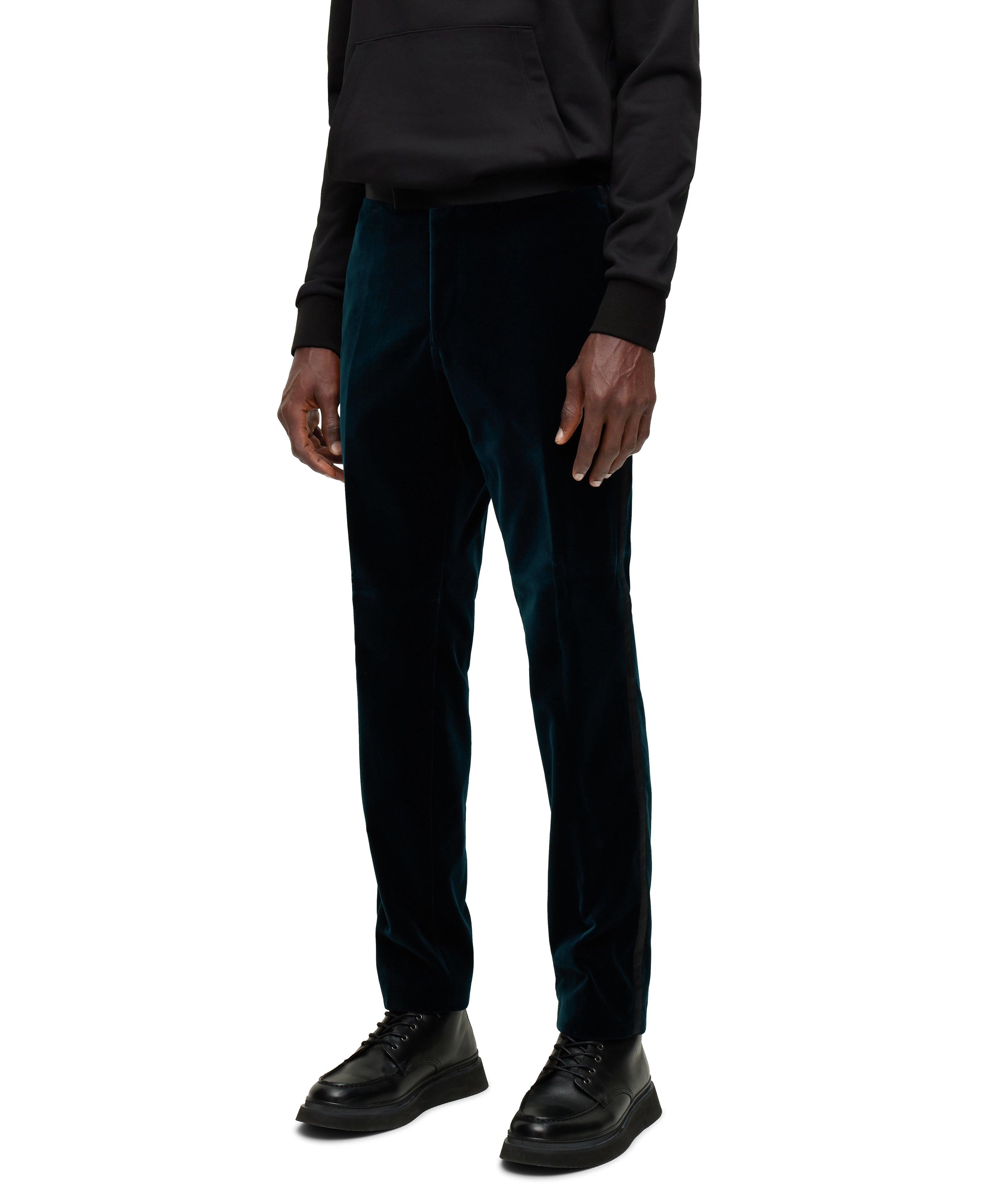 Pantalon de smoking en velours de coton de coupe amincie image 1