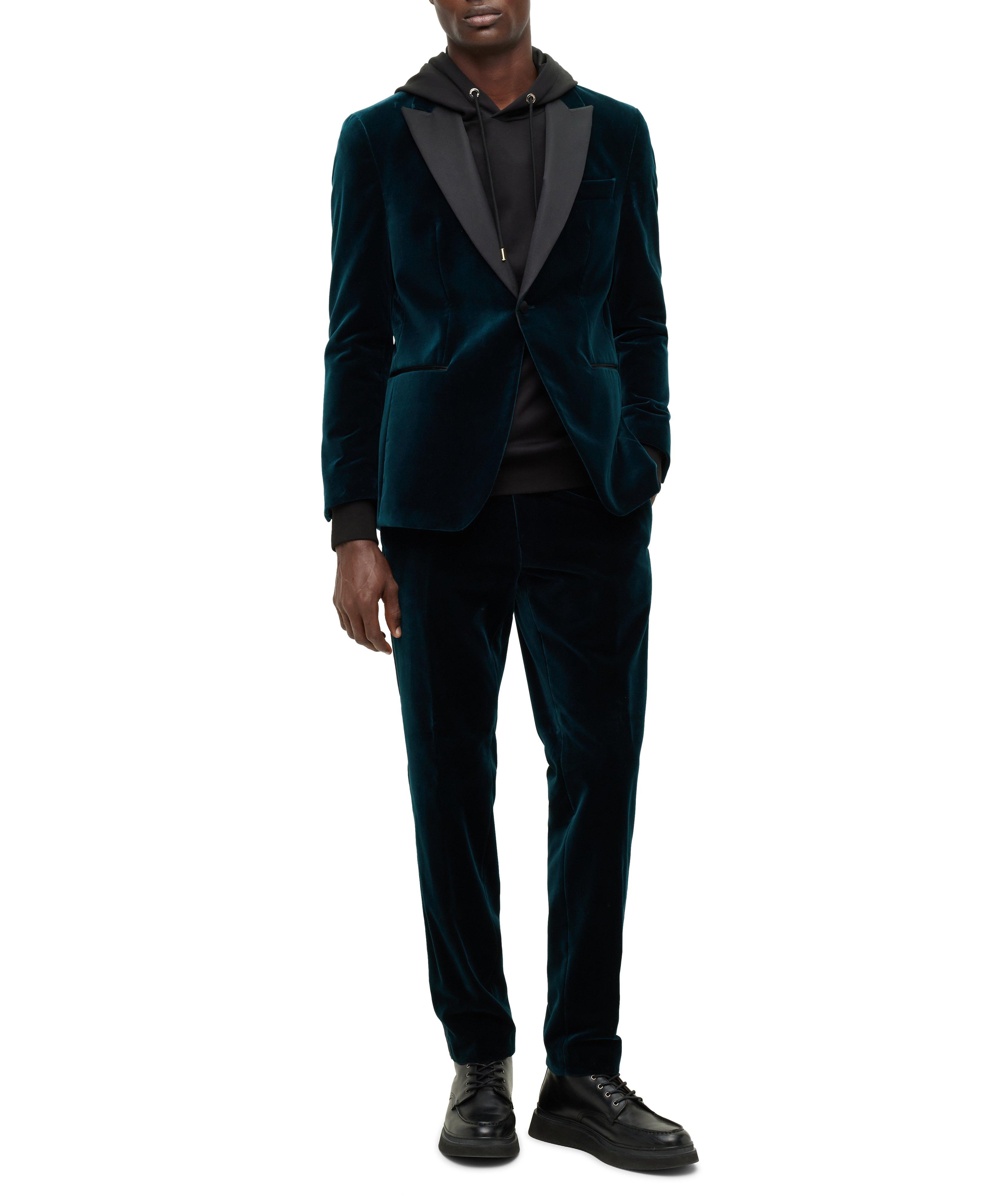 Pantalon de smoking en velours de coton de coupe amincie image 5