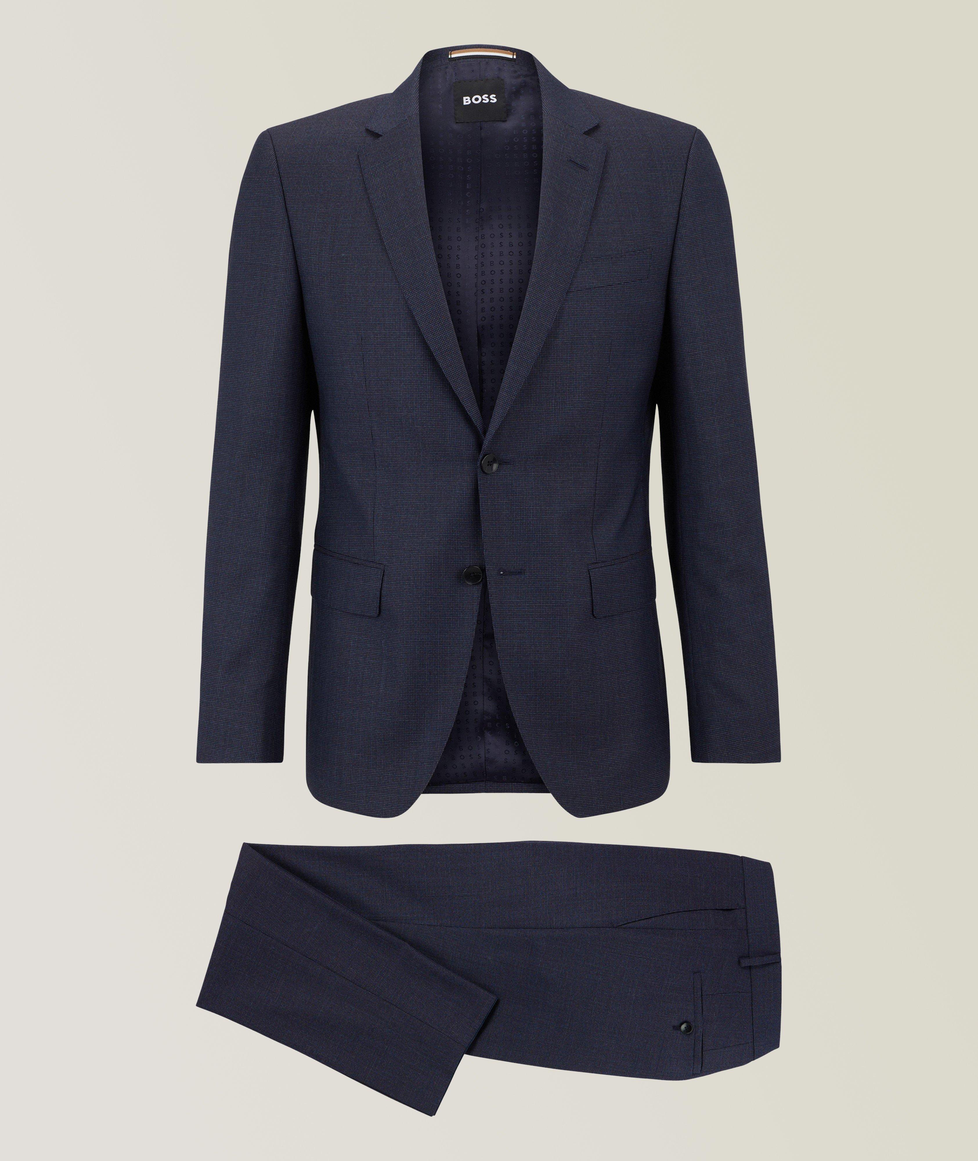 Slim-Fit Virgin-Wool Micro-Patterned Serge Suit  image 0