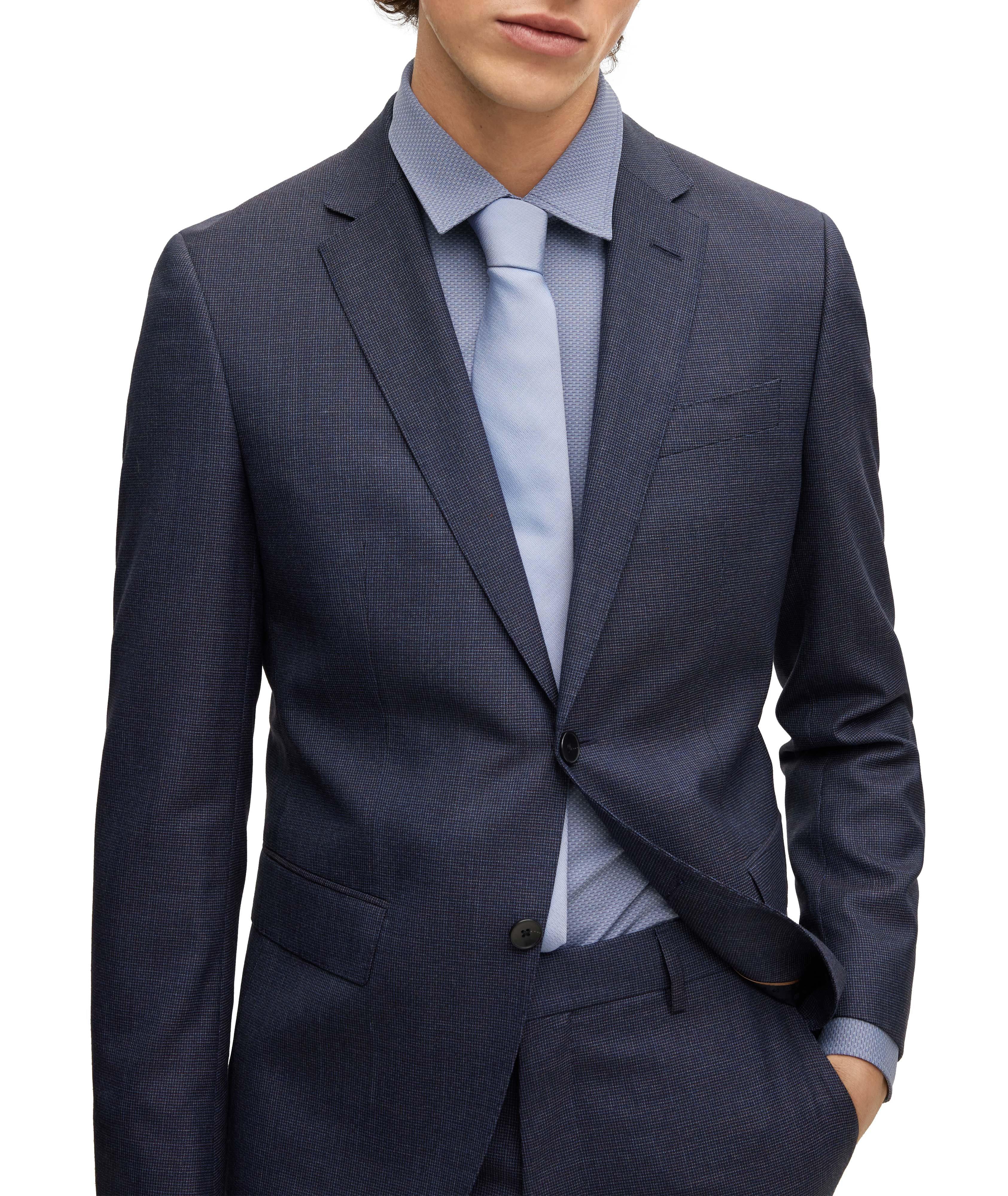 Slim-Fit Virgin-Wool Micro-Patterned Serge Suit  image 7