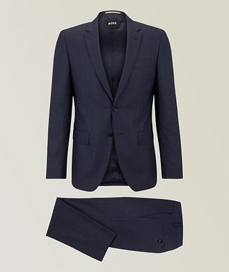BOSS Slim-Fit Virgin-Wool Micro-Patterned Serge Suit 