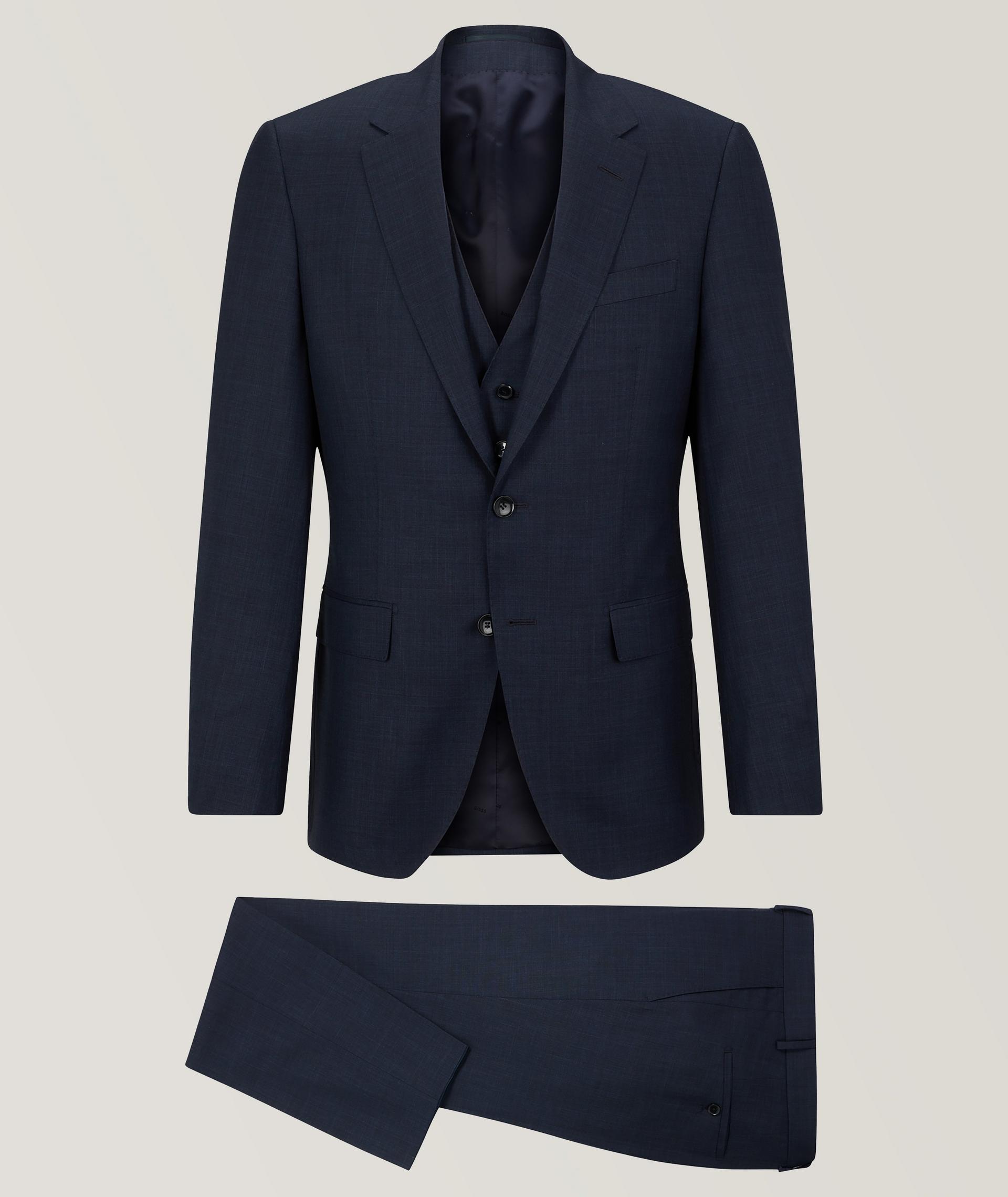 Slim-Fit Micro-Pattern Three-Piece Suit image 0