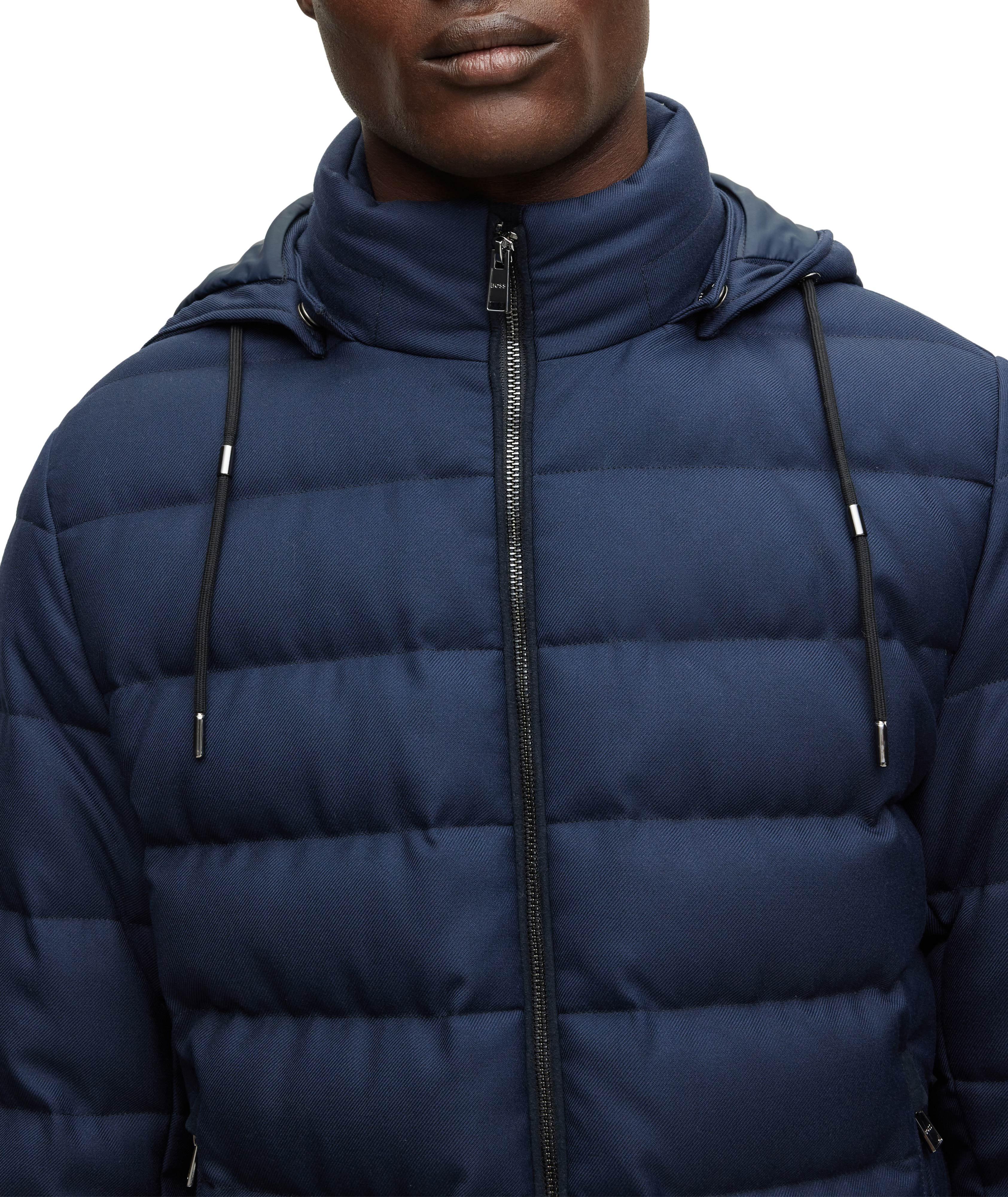 Pure-Wool Twill Hooded Down Jacket image 3