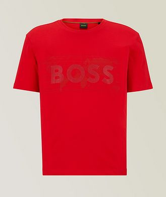 BOSS T-shirt en jersey de coton avec logo de strass