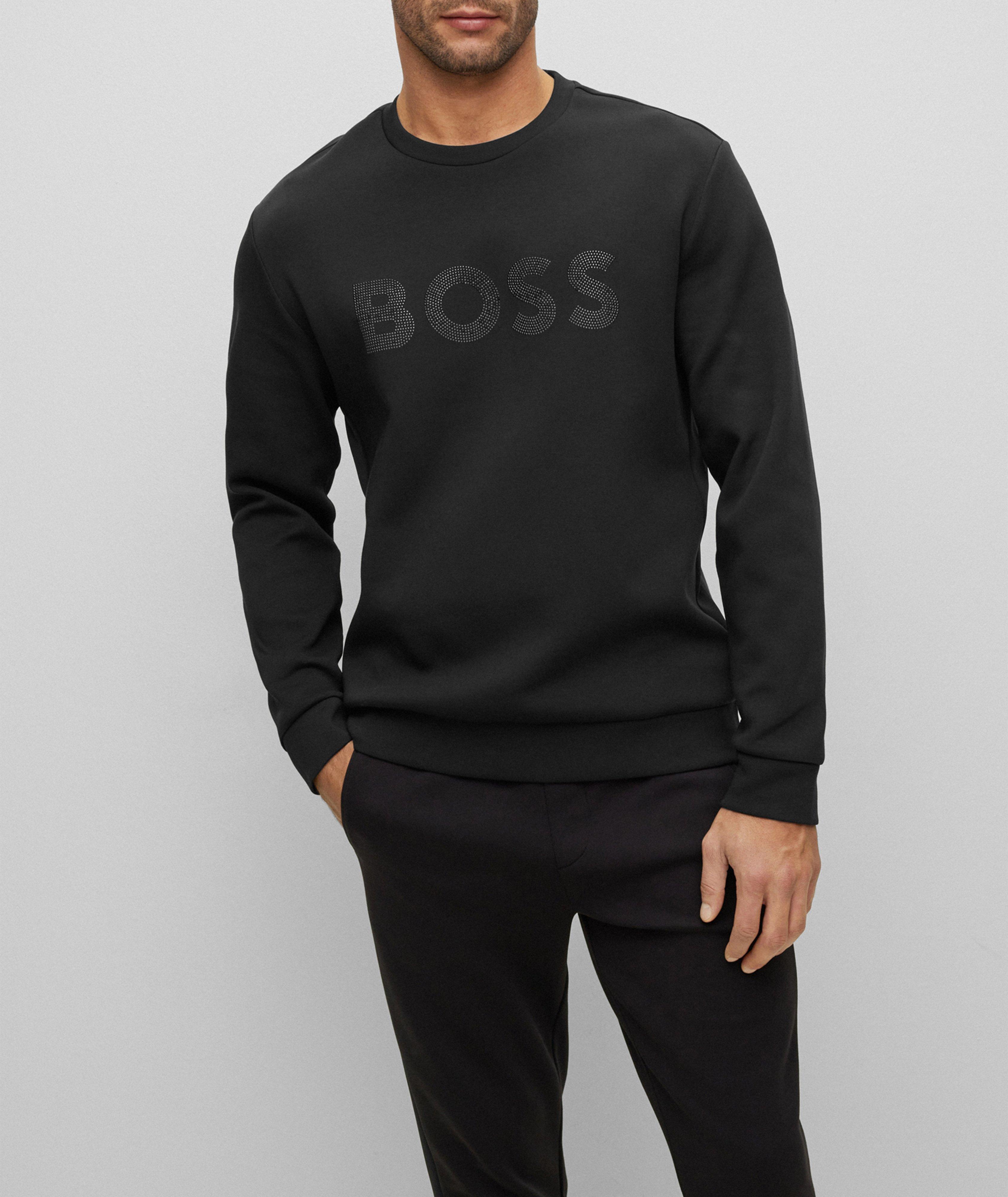 Cotton-Blend Rhinestone Logo Sweatshirt image 1