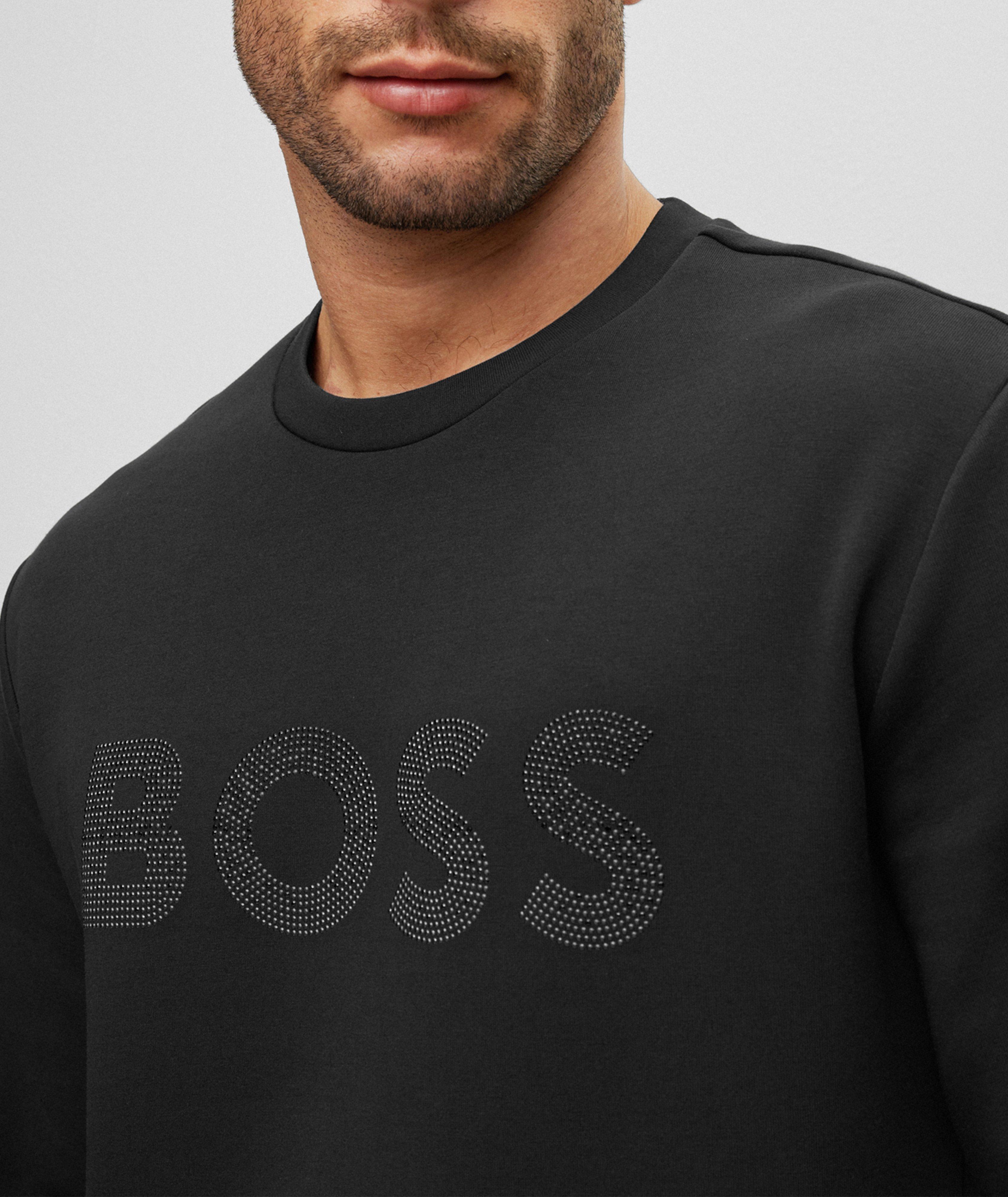 Cotton-Blend Rhinestone Logo Sweatshirt image 2