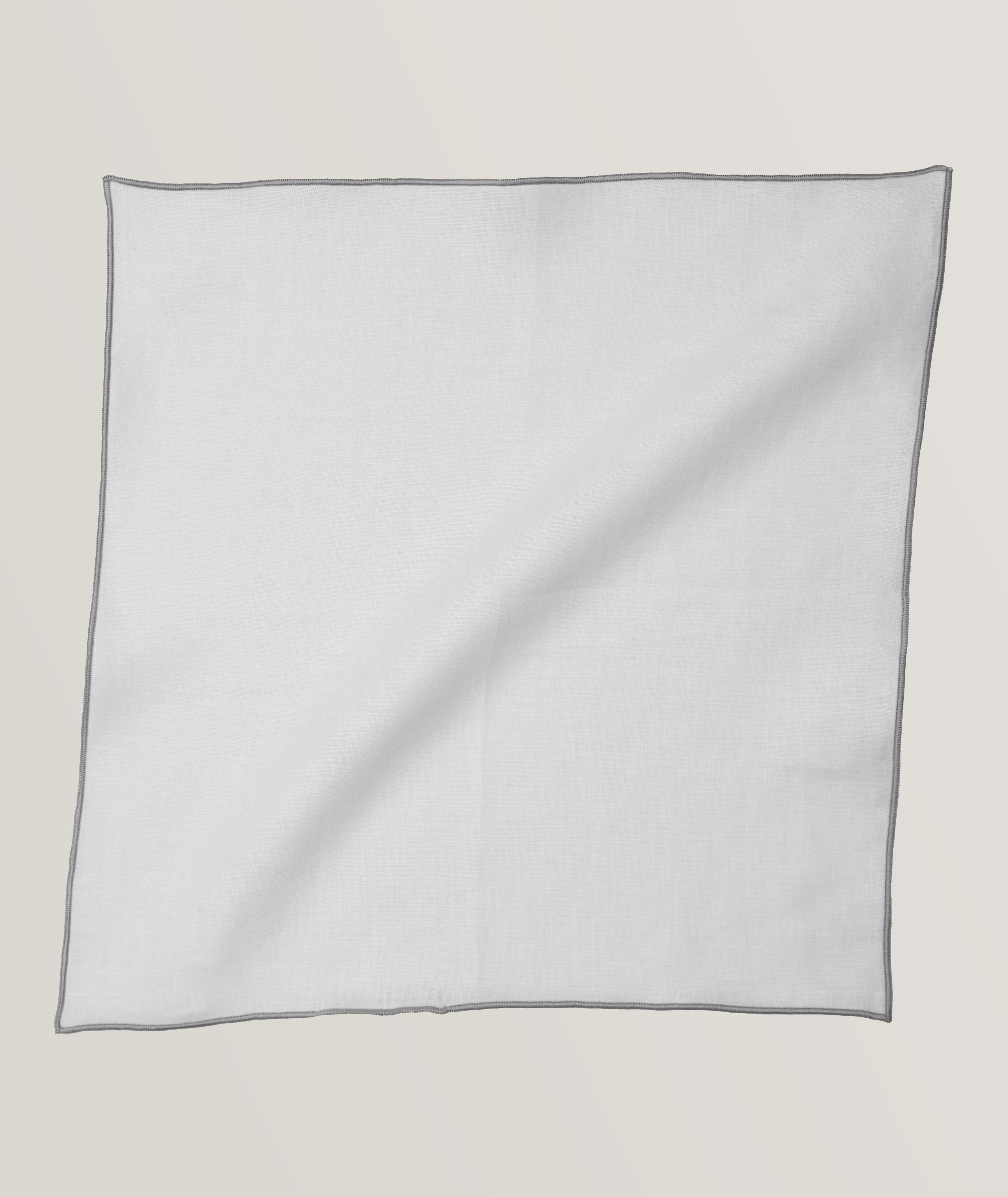 Contrast Trim Linen Pocket Square image 0