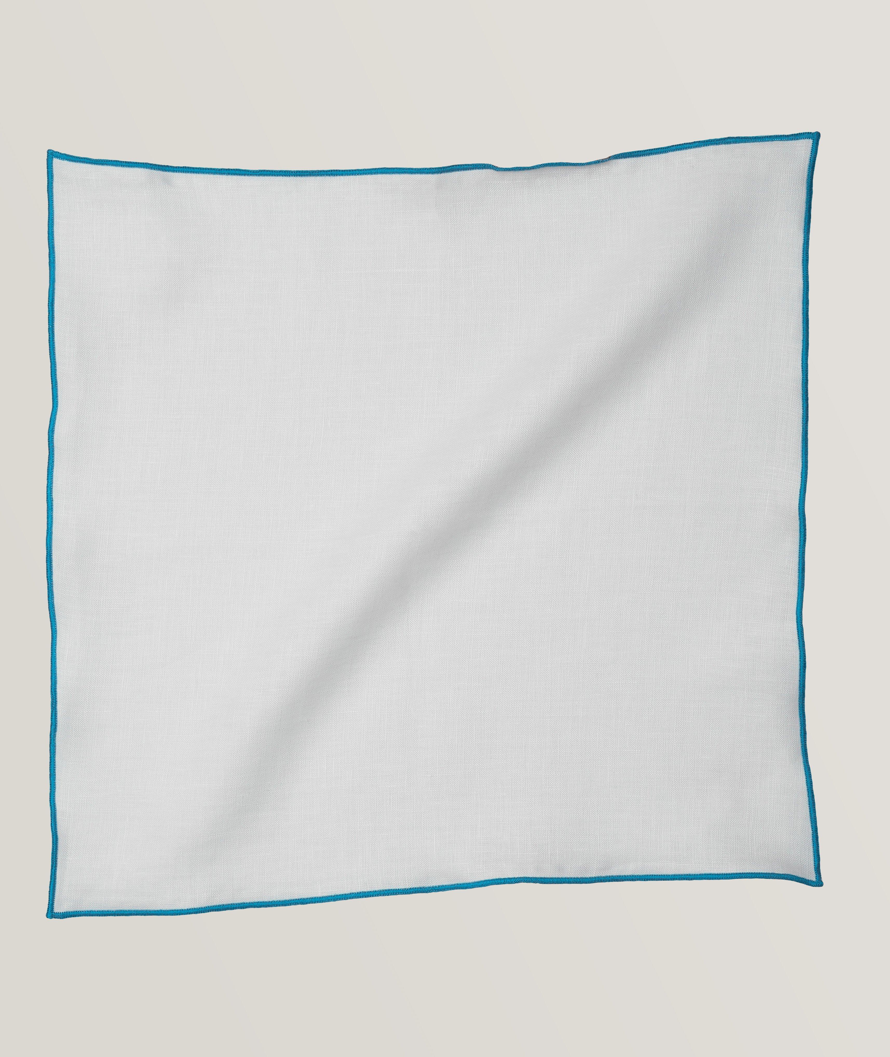 Contrast Trim Linen Pocket Square image 0