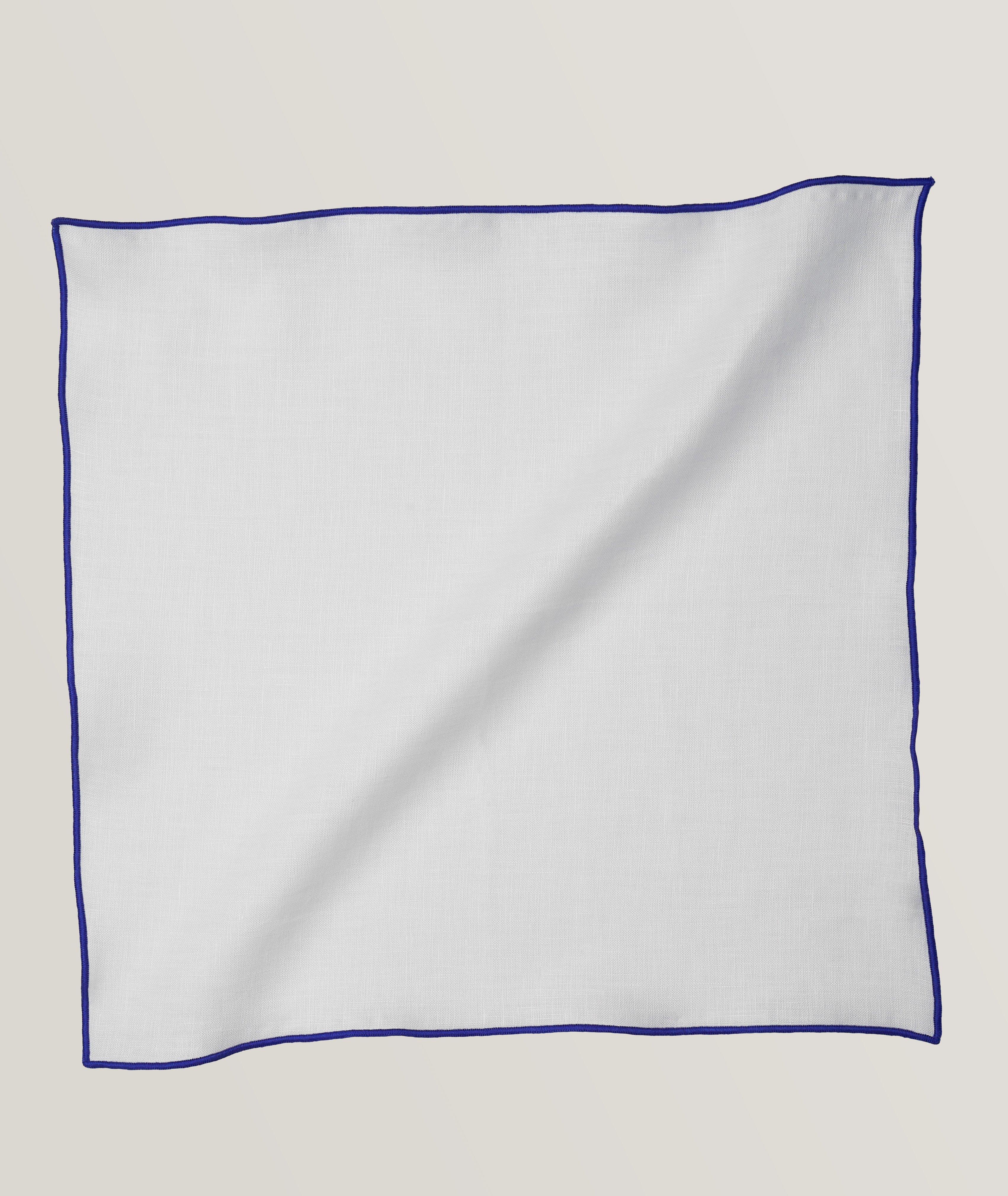 Contrast Trim Linen Pocket Square image 0