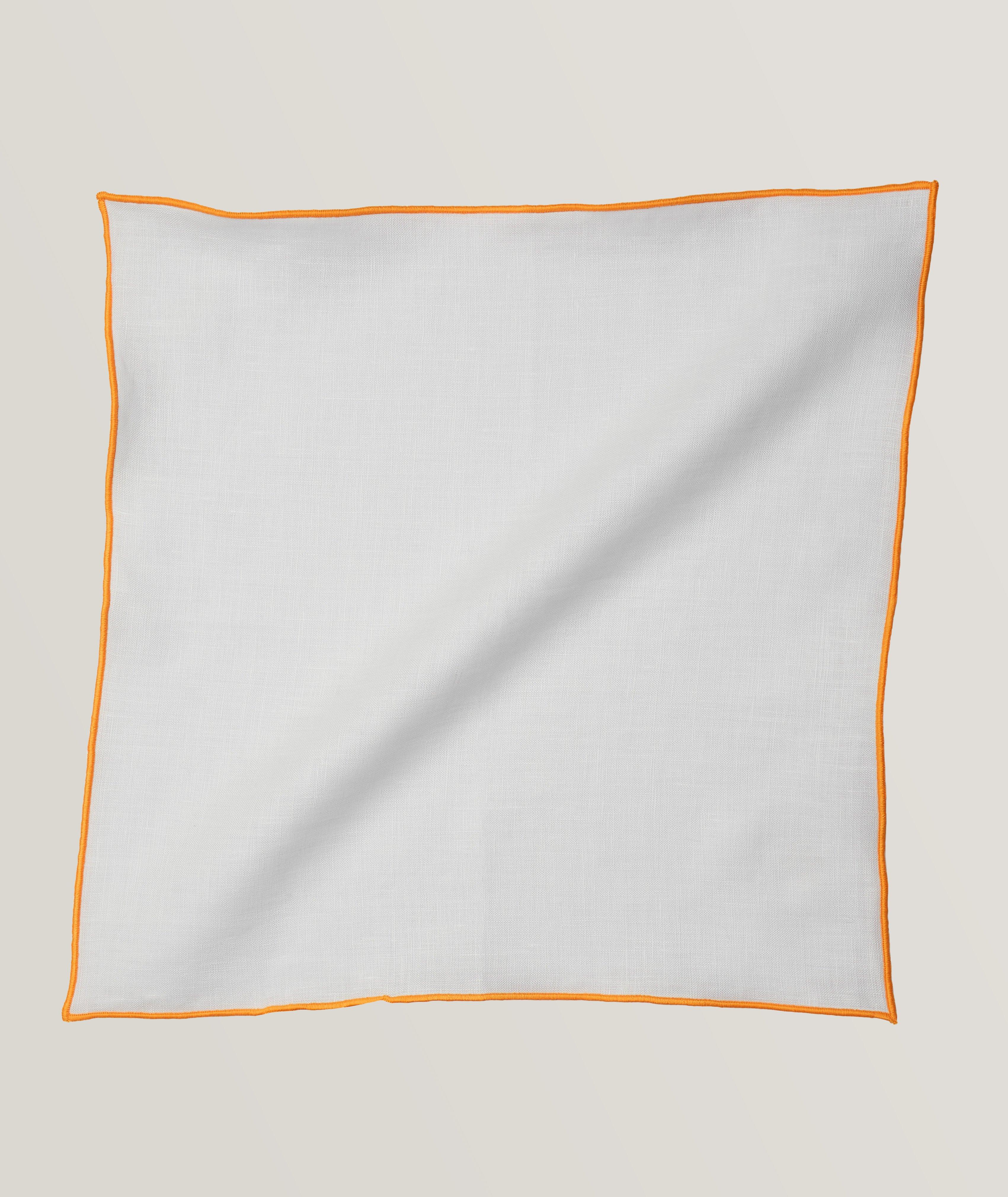 Contrast Trim Linen Pocket Square image 0