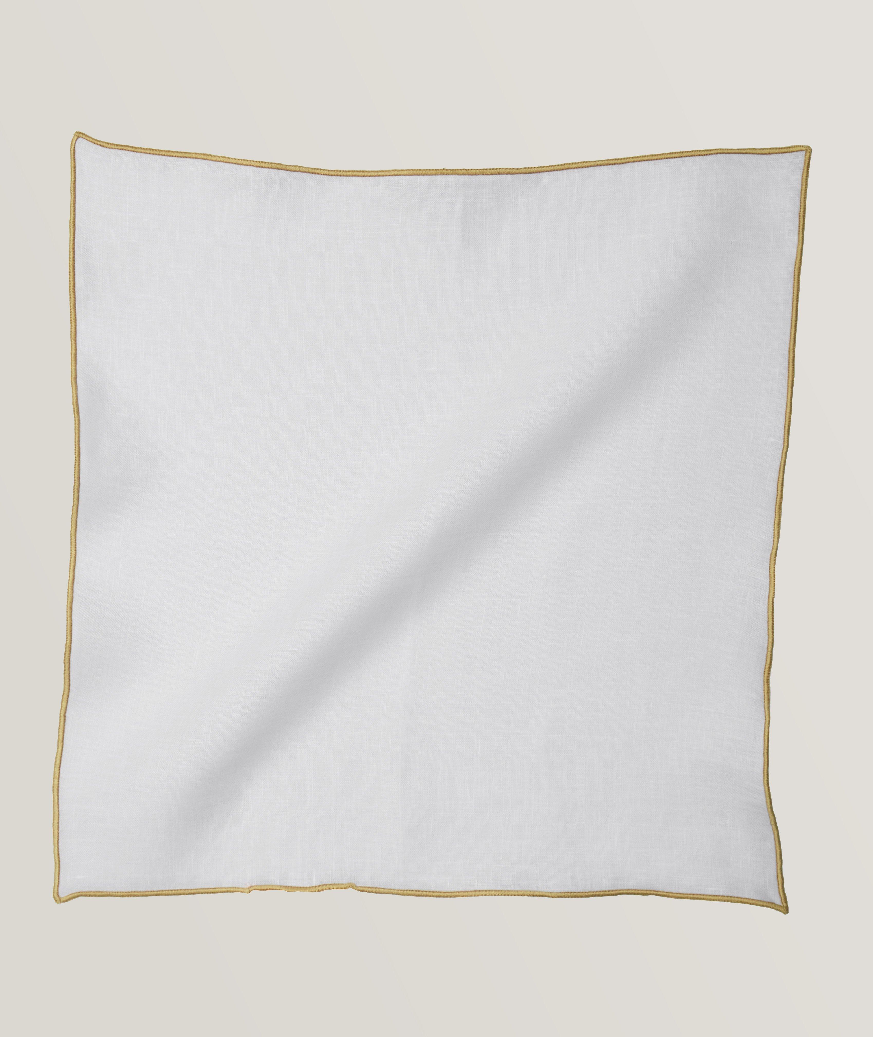 Contrast Trim Linen Pocket Square image 0