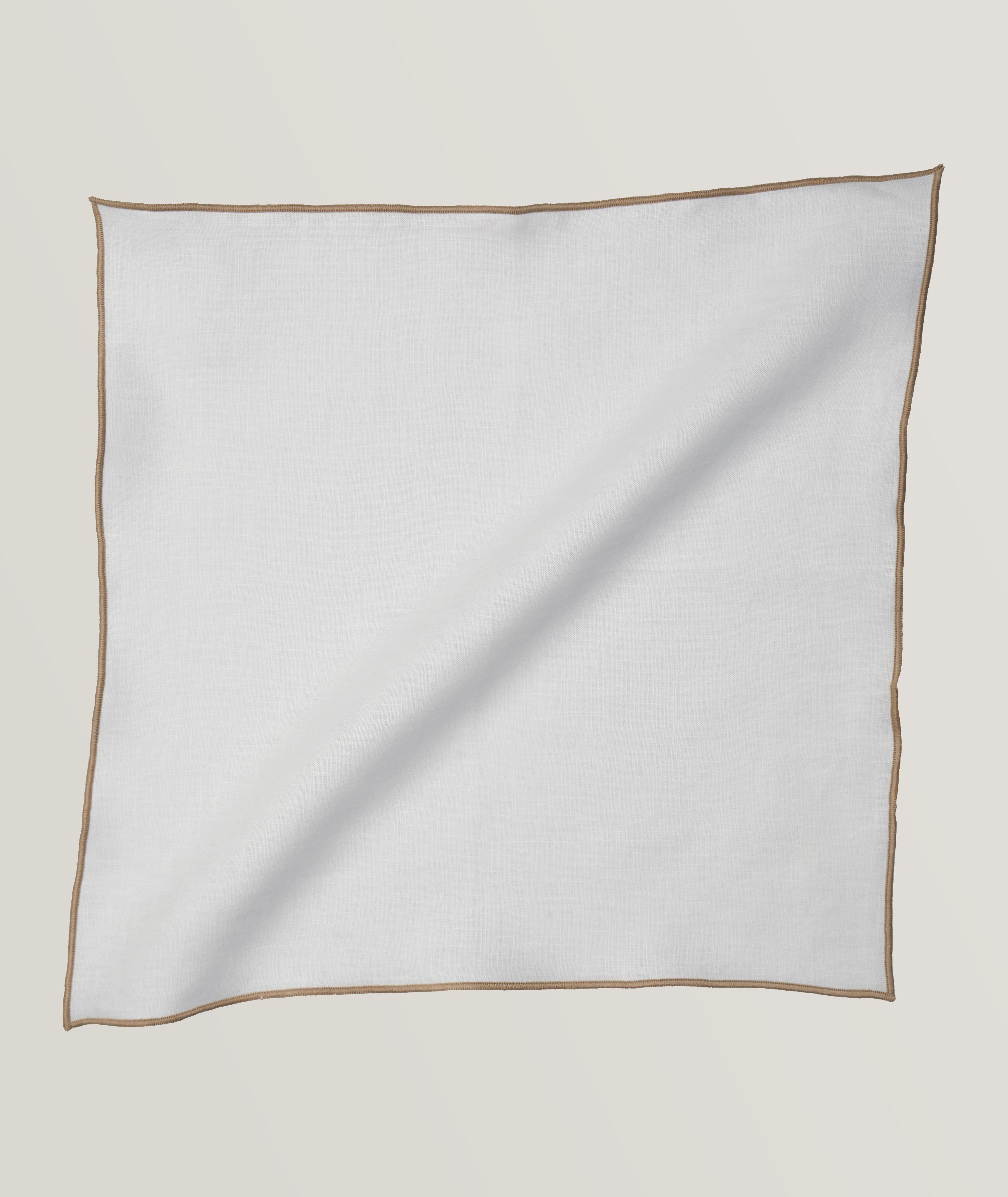 Contrast Trim Linen Pocket Square image 0