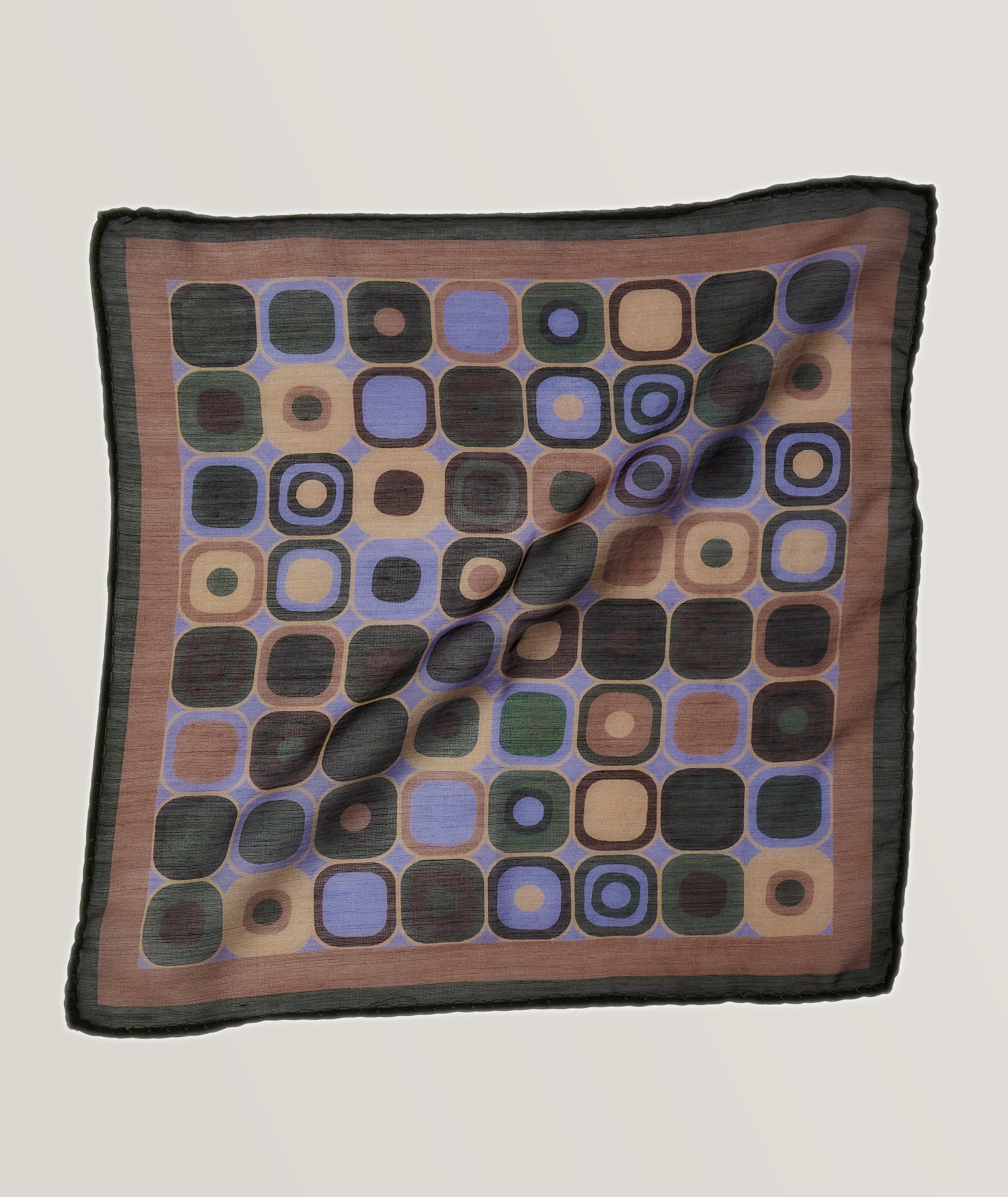 Reversible Panama Geometric Neat Print Silk Pocket Square image 0