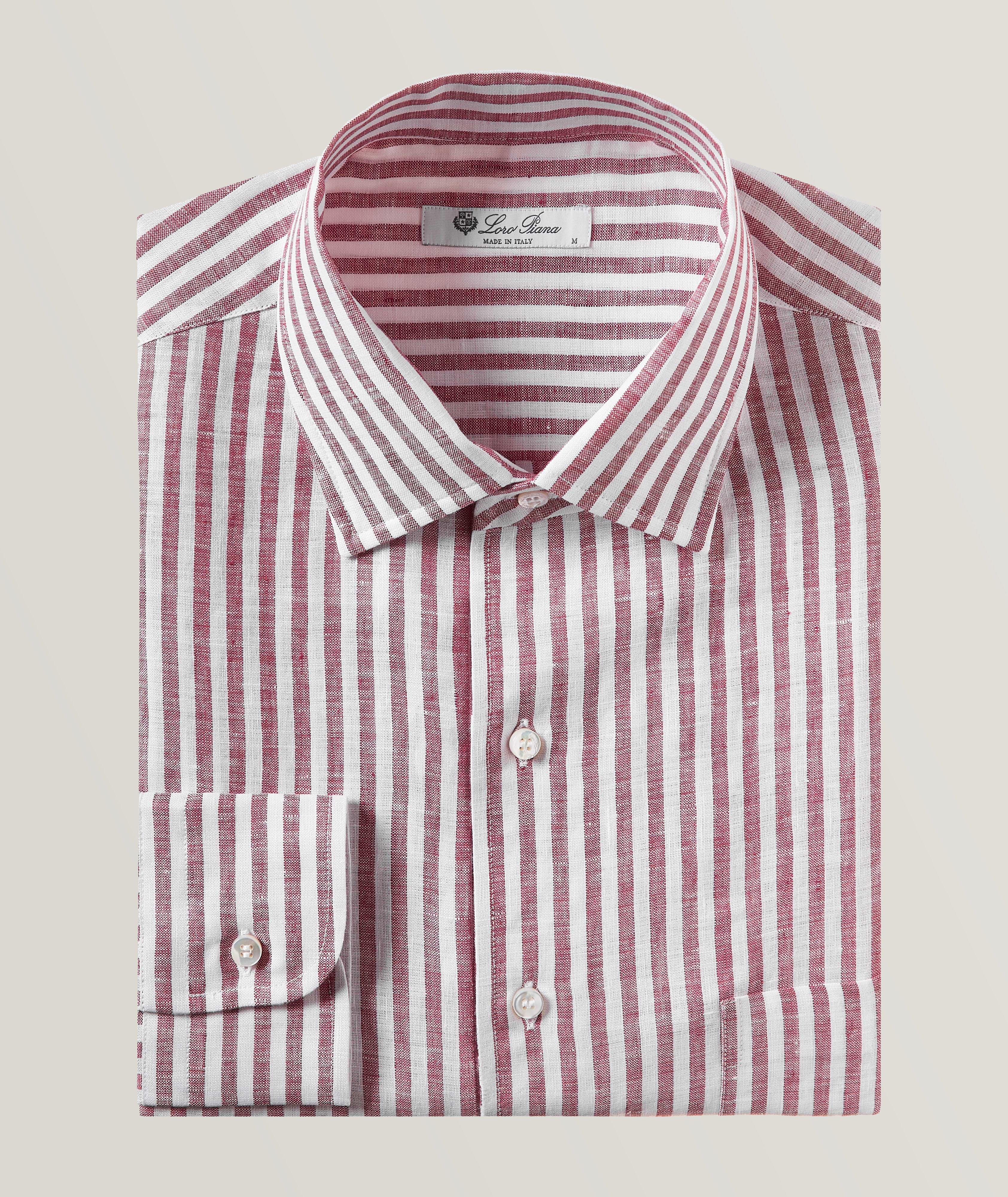 Red and white hot sale striped formal shirt