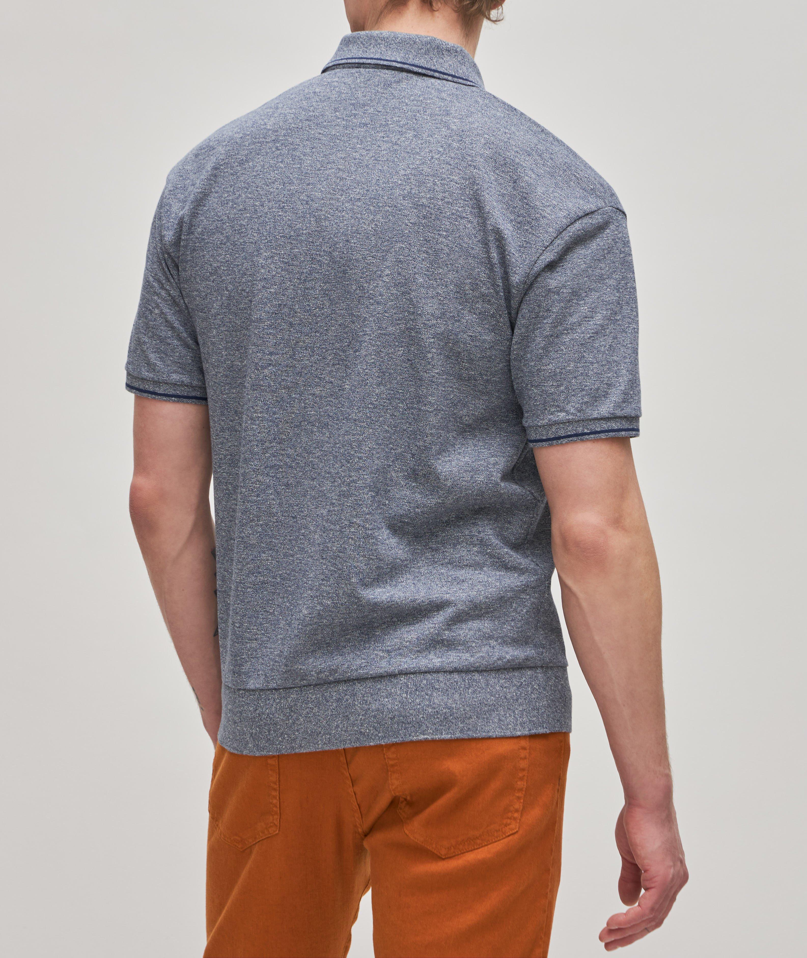Short-Sleeve Cotton-Linen Zip Polo  image 3