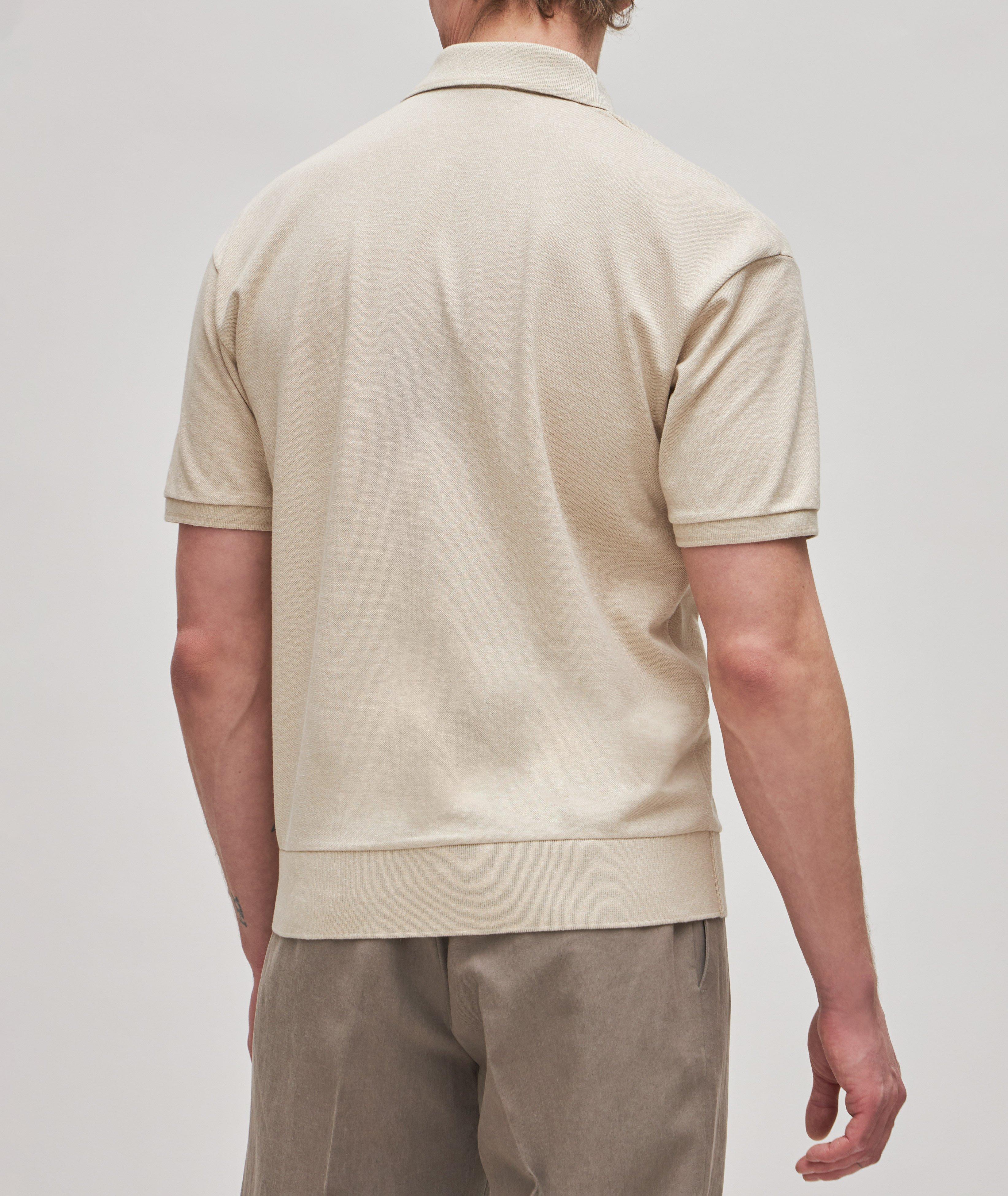 Short-Sleeve Cotton-Linen Zip Polo  image 3