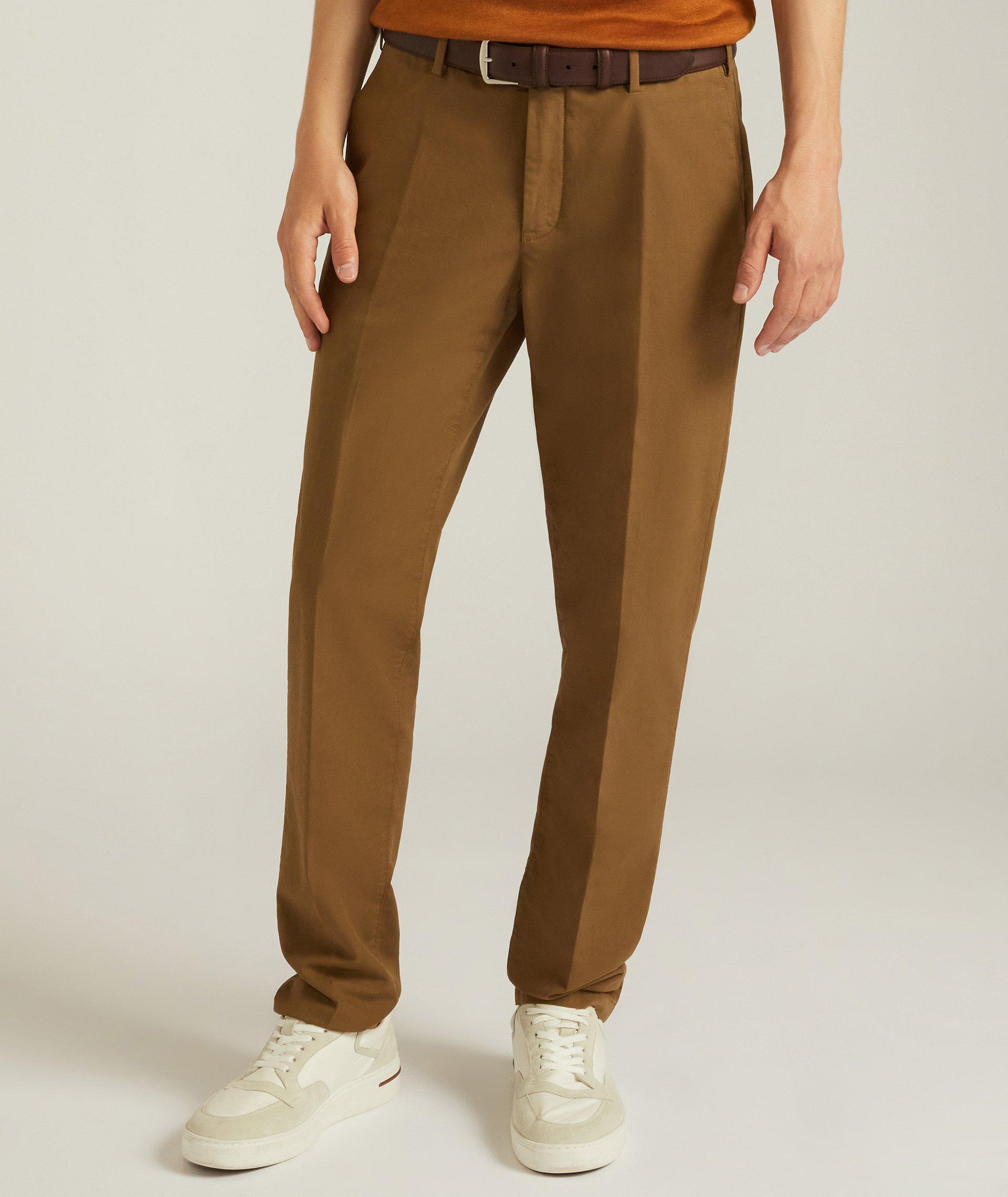 LORO PIANA Straight-Leg Pleated Cotton and Linen-Blend Trousers for Men