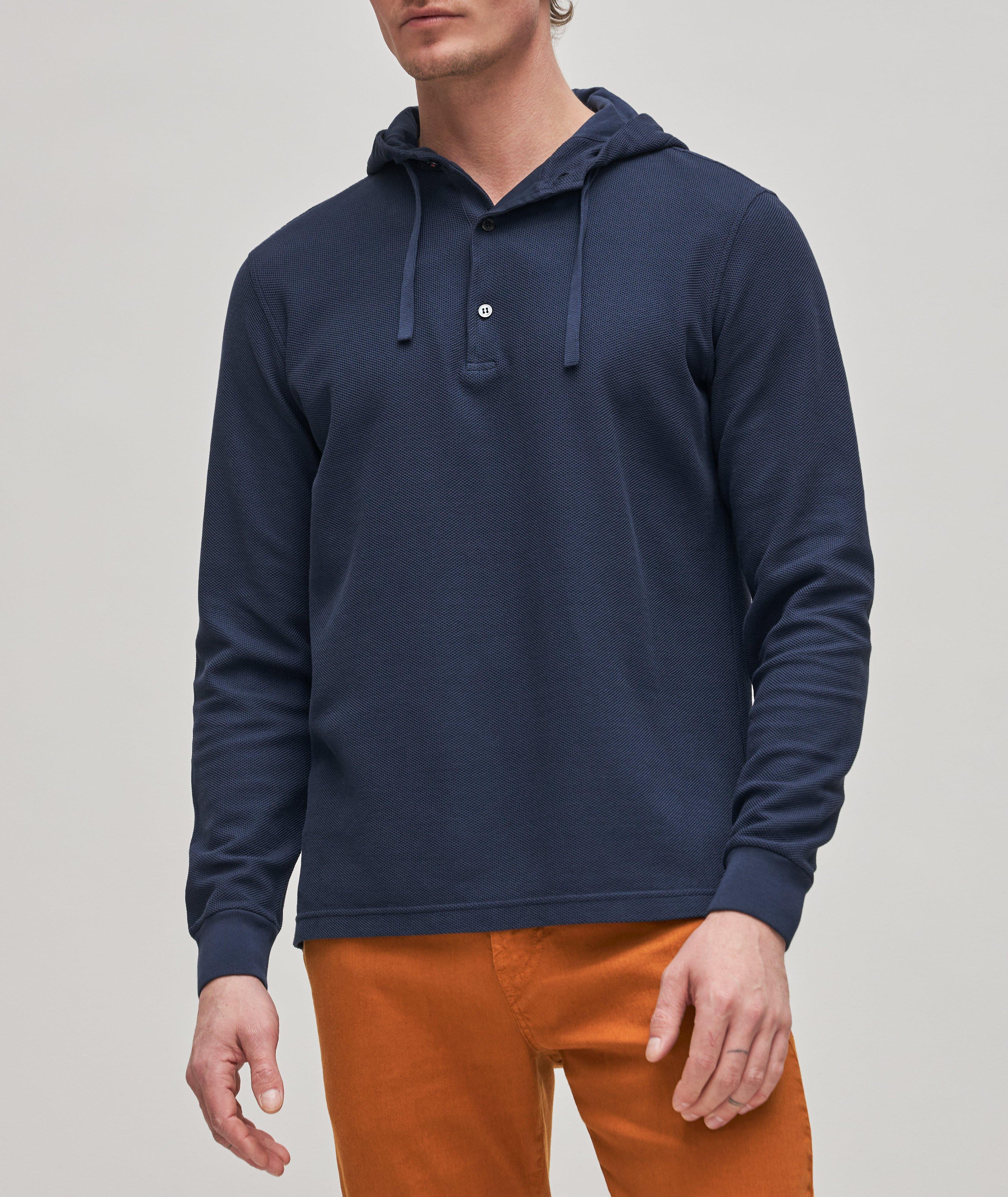 Huck Lace Pique Hooded Sweater image 2