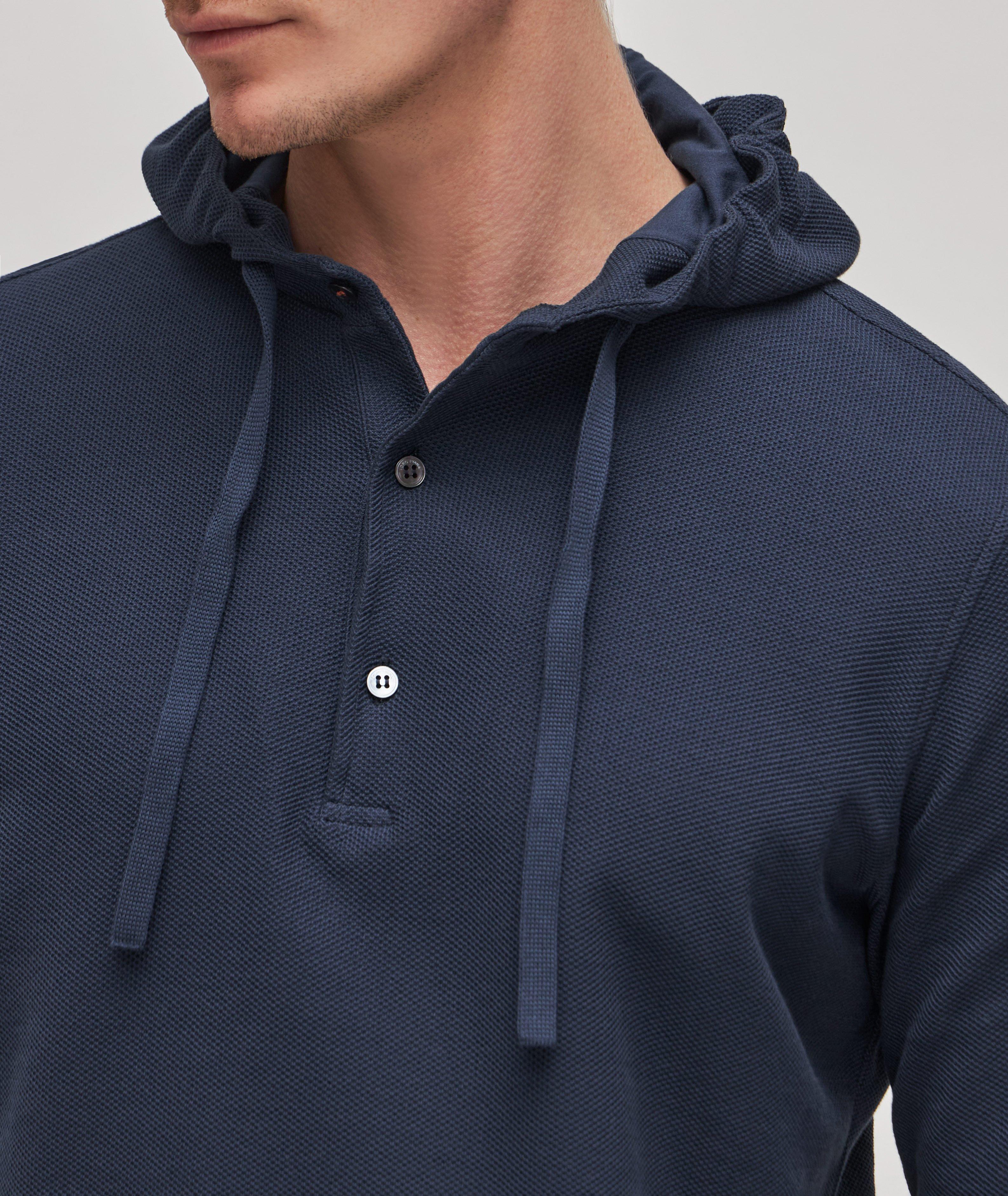 Huck Lace Pique Hooded Sweater image 4
