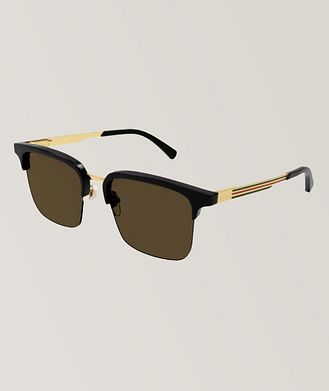Gucci Web Temple Square Clubmaster Frame Sunglasses