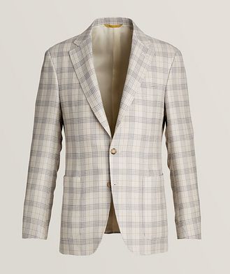 Canali Kei Wool-Silk-Linen Glen Check Sports Jacket