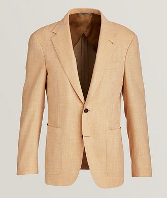 Canali Stretch Wool-Silk-Cotton Herringbone Sports Jacket