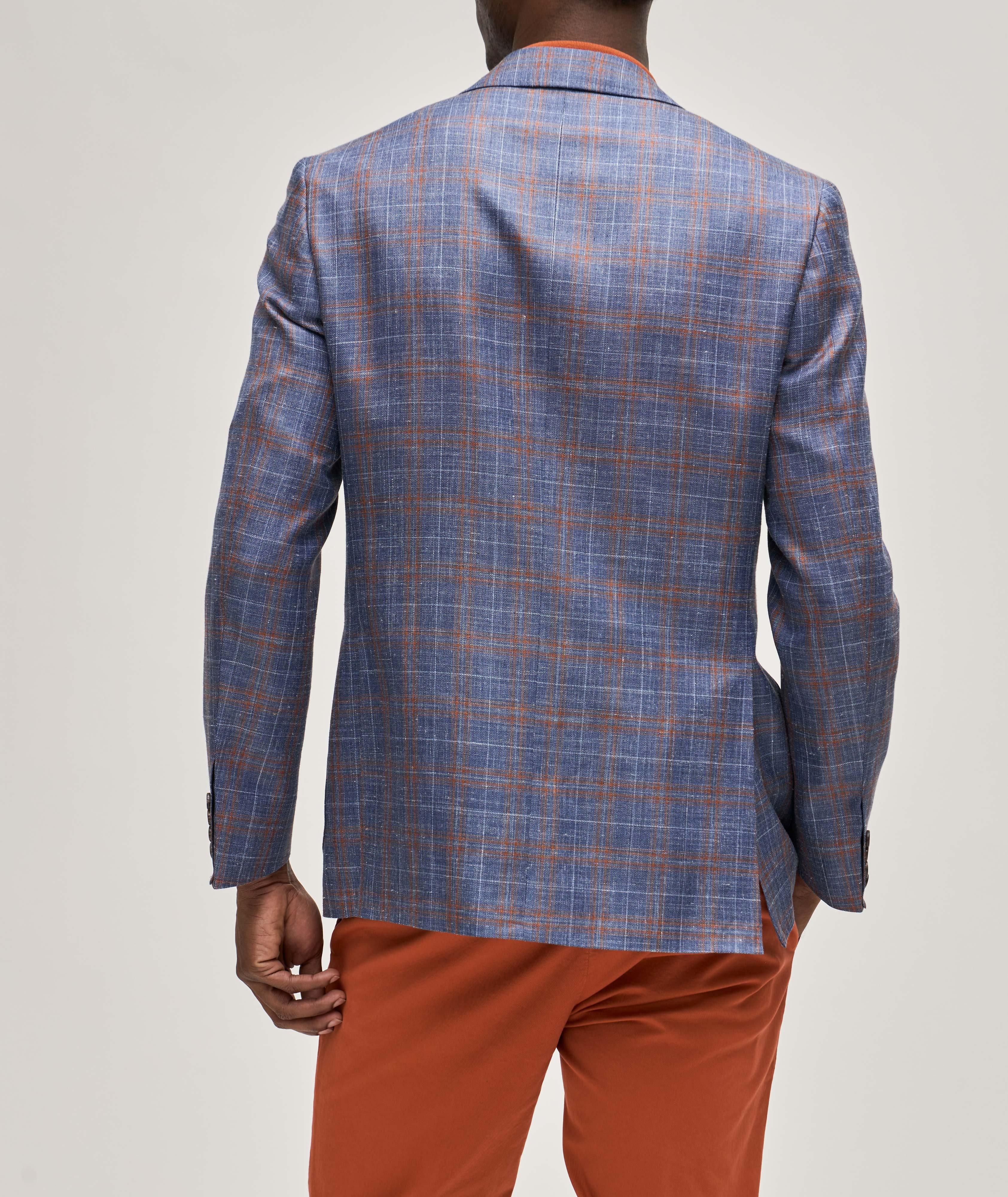 Kei Wool-Silk-Linen Melange Plaid Sports Jacket image 3