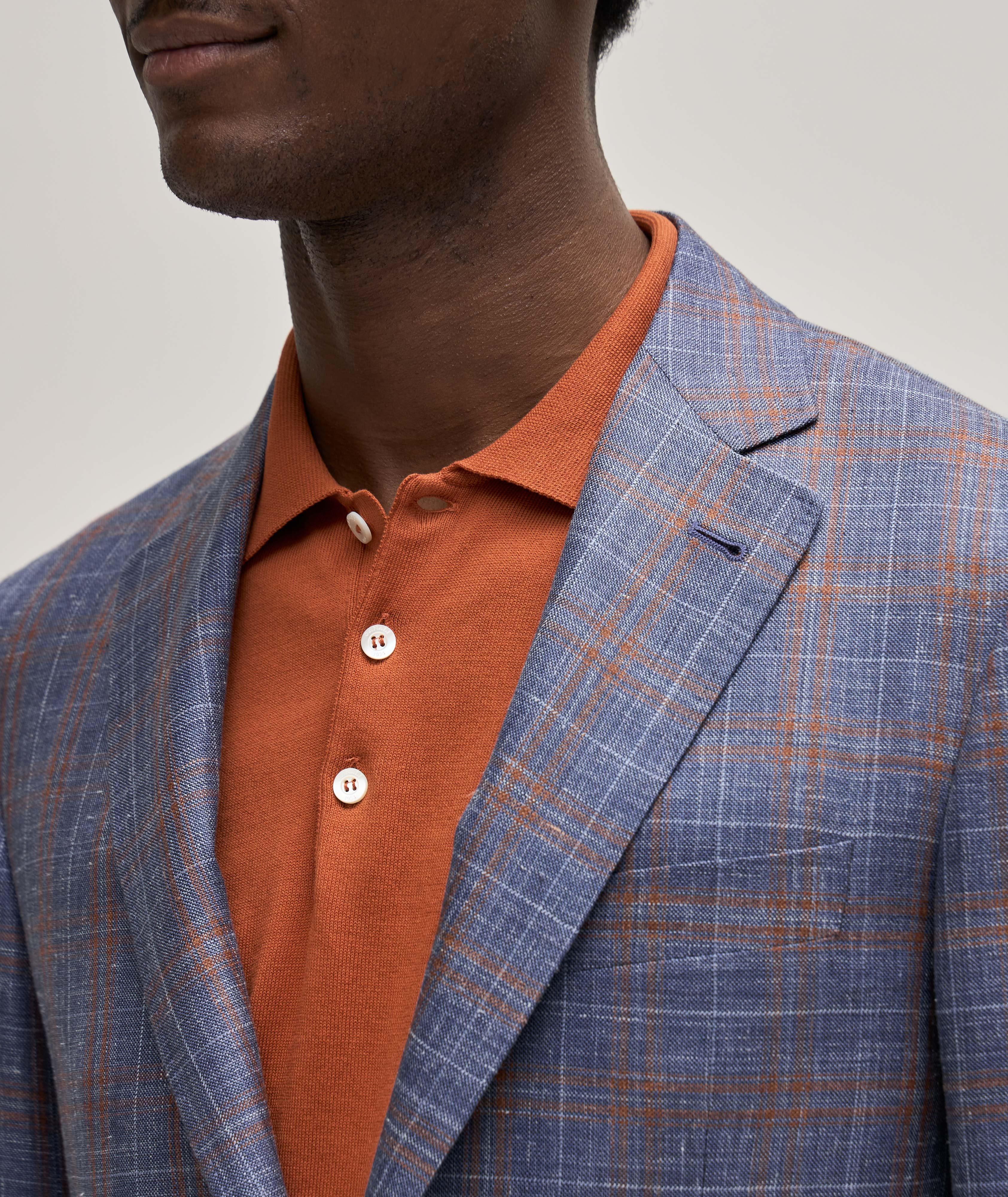 Kei Wool-Silk-Linen Melange Plaid Sports Jacket image 4