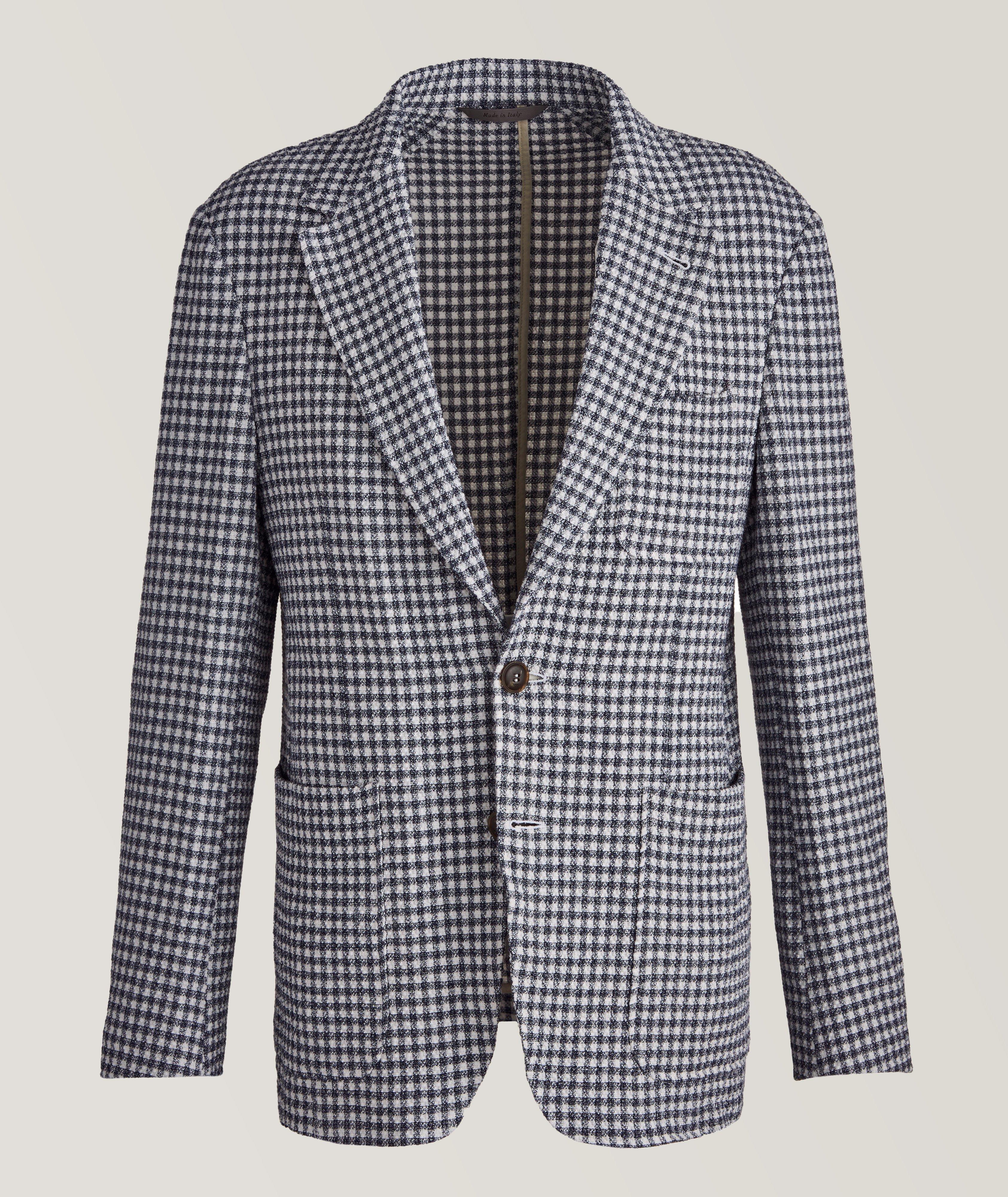Canali Checkered Cotton-Linen Blend Sport Jacket