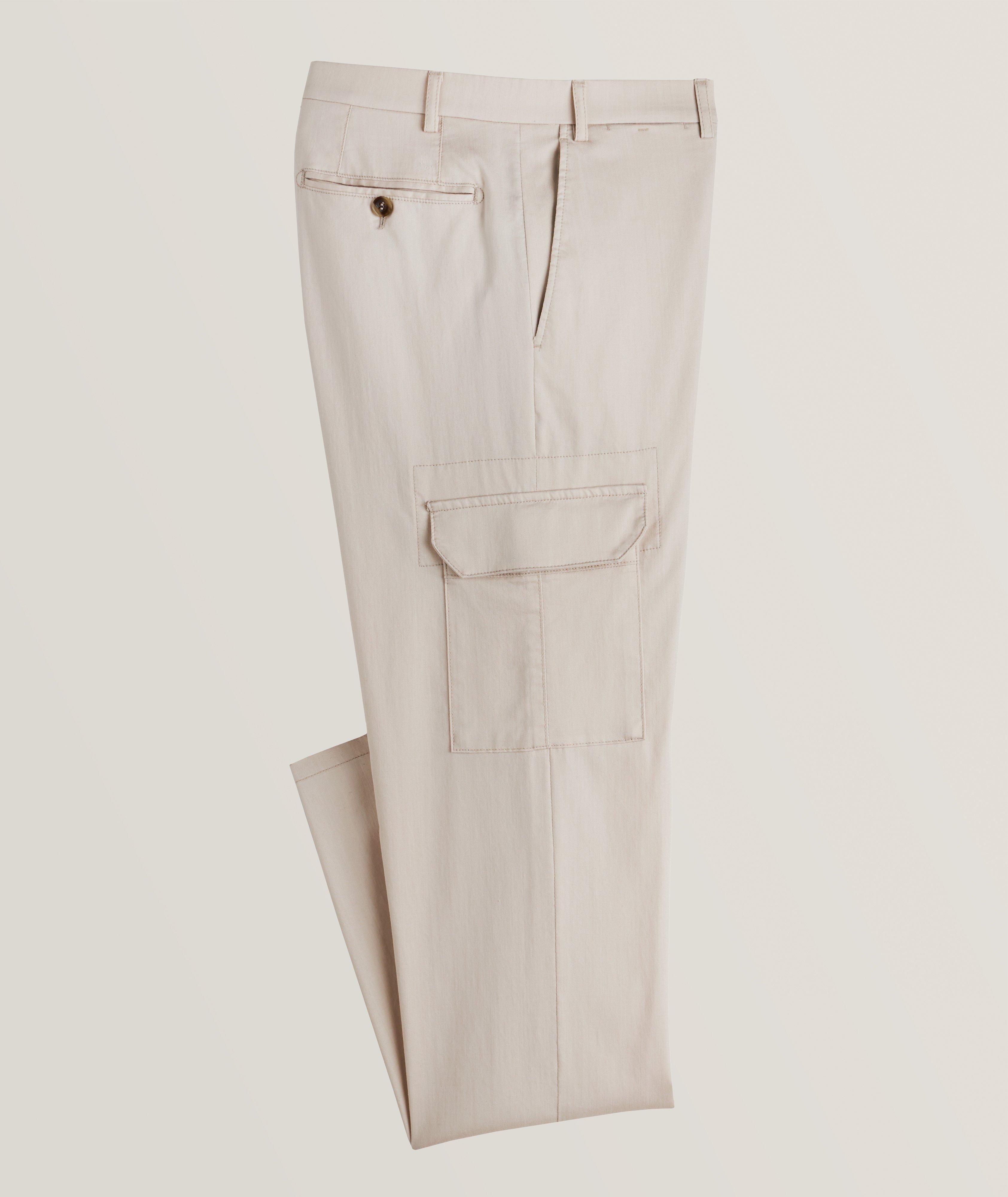 Pantalon habillé uni en lyocell extensible à poches cargos image 0