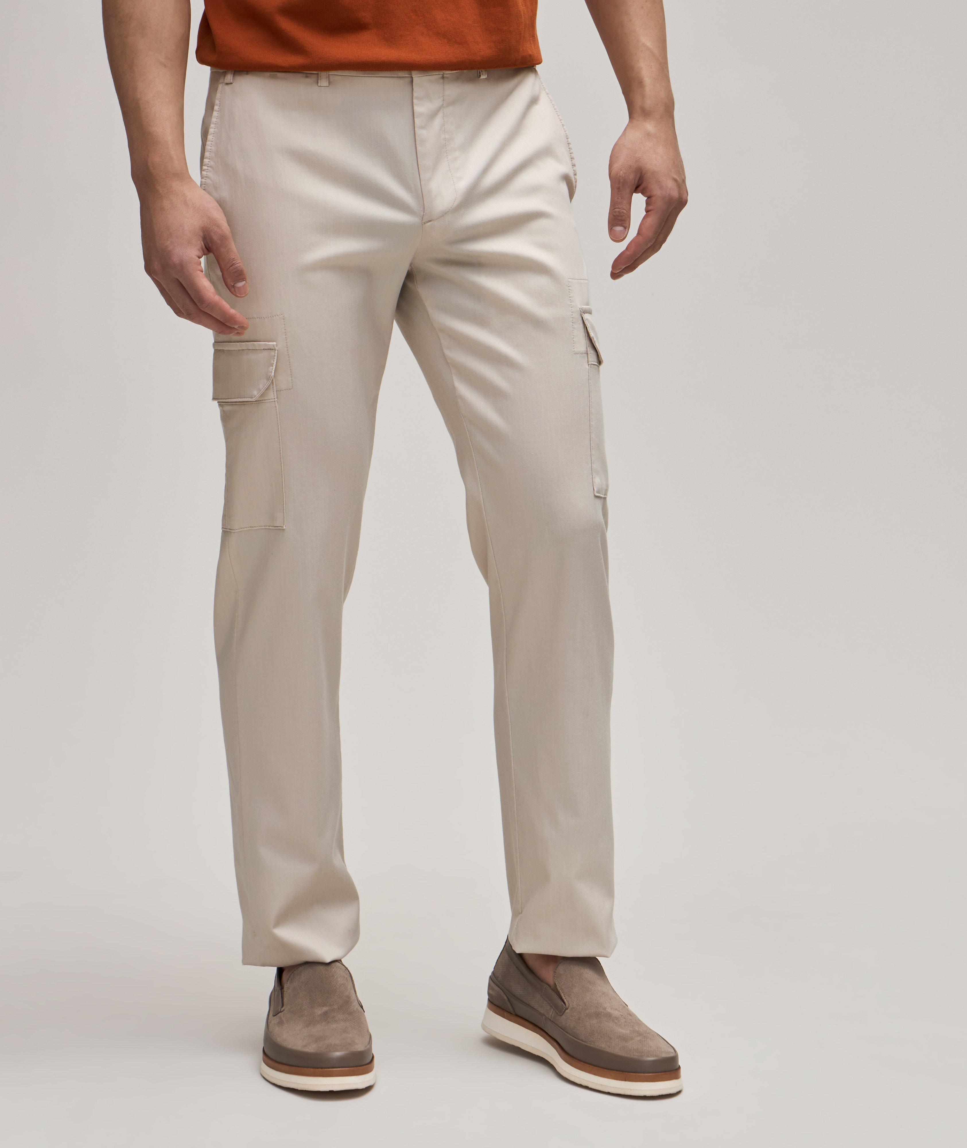 Pantalon habillé uni en lyocell extensible à poches cargos image 2