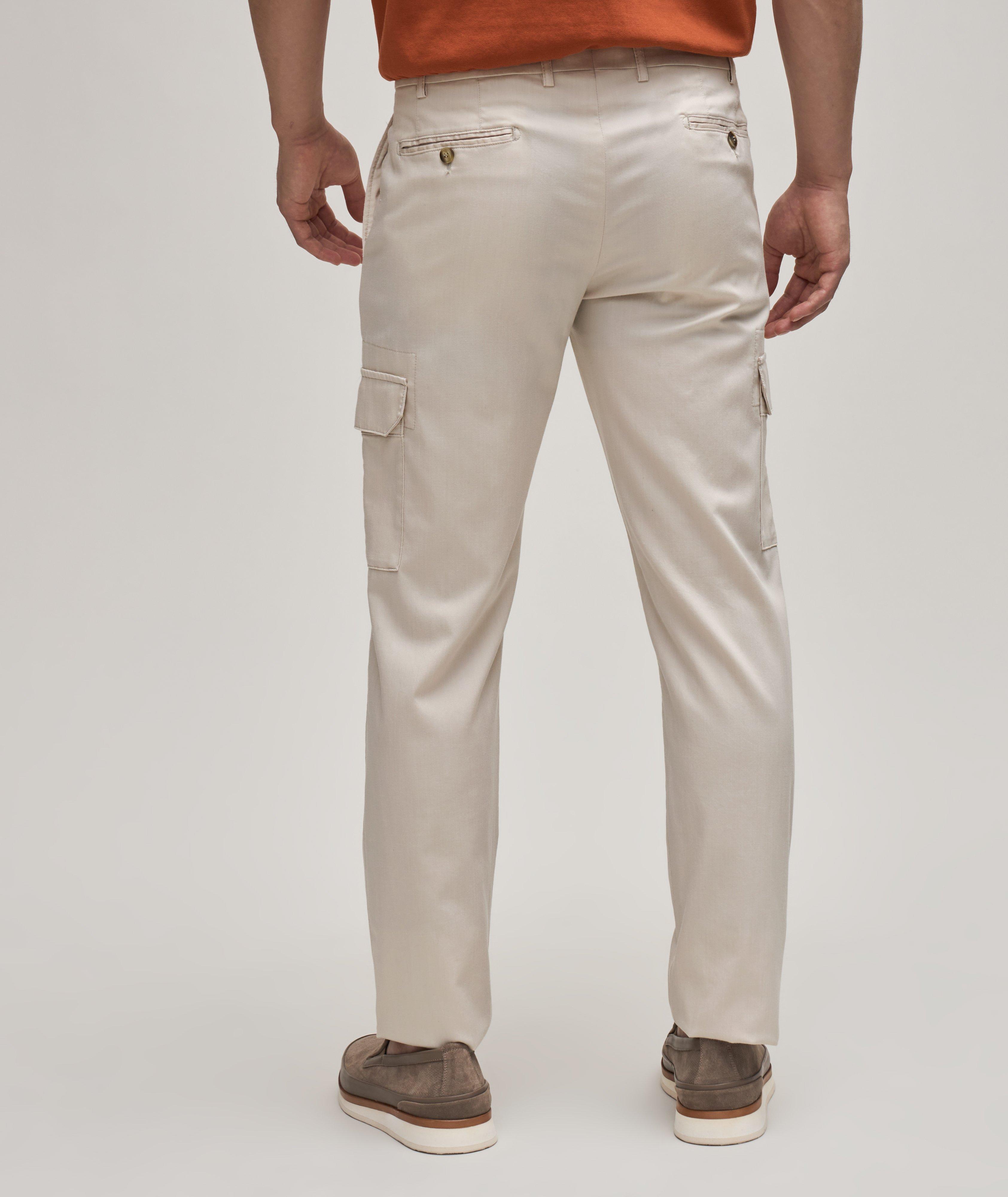 Pantalon habillé uni en lyocell extensible à poches cargos image 3