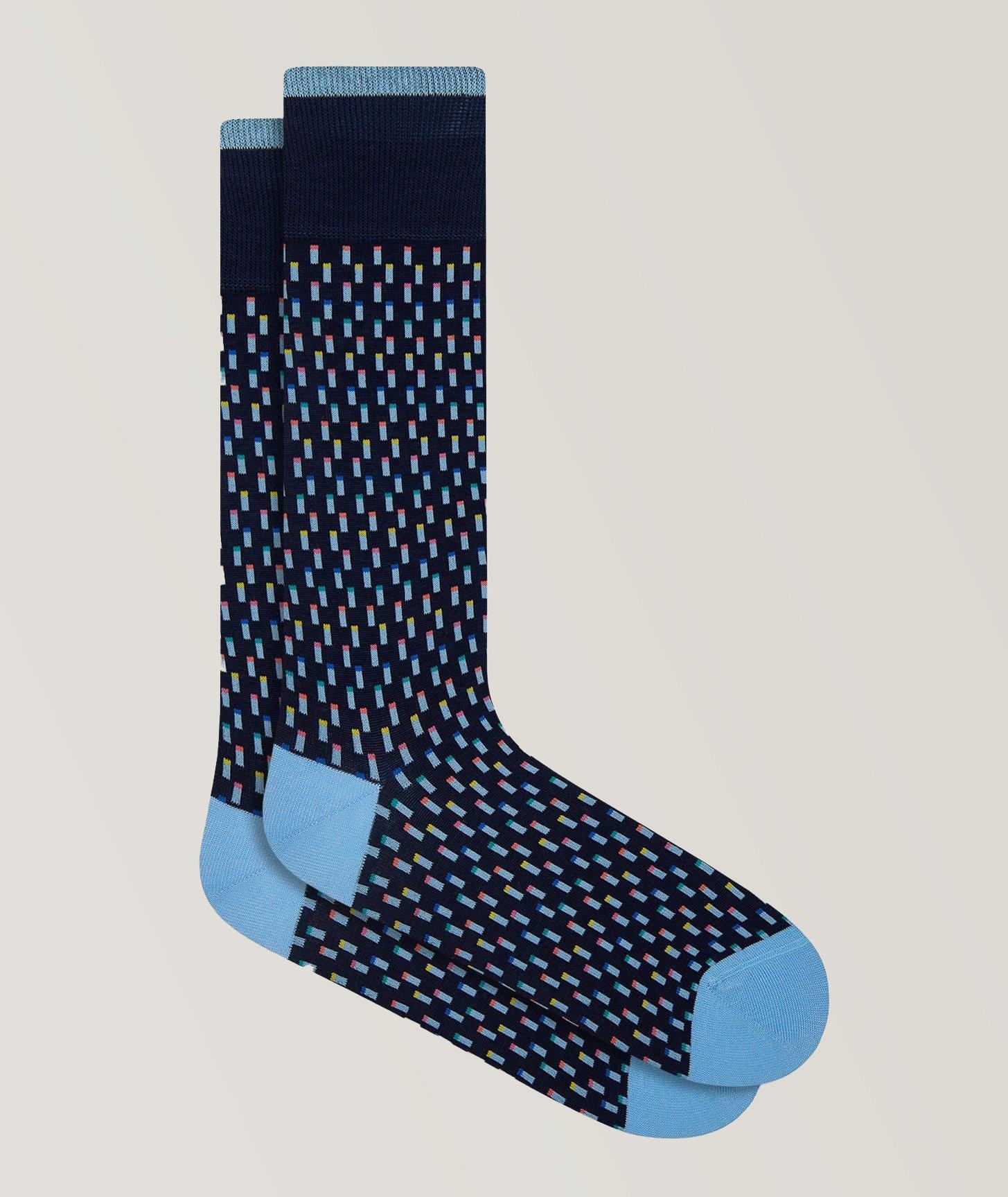 Multi-Line Dotted Print Stretch-Cotton Socks image 0
