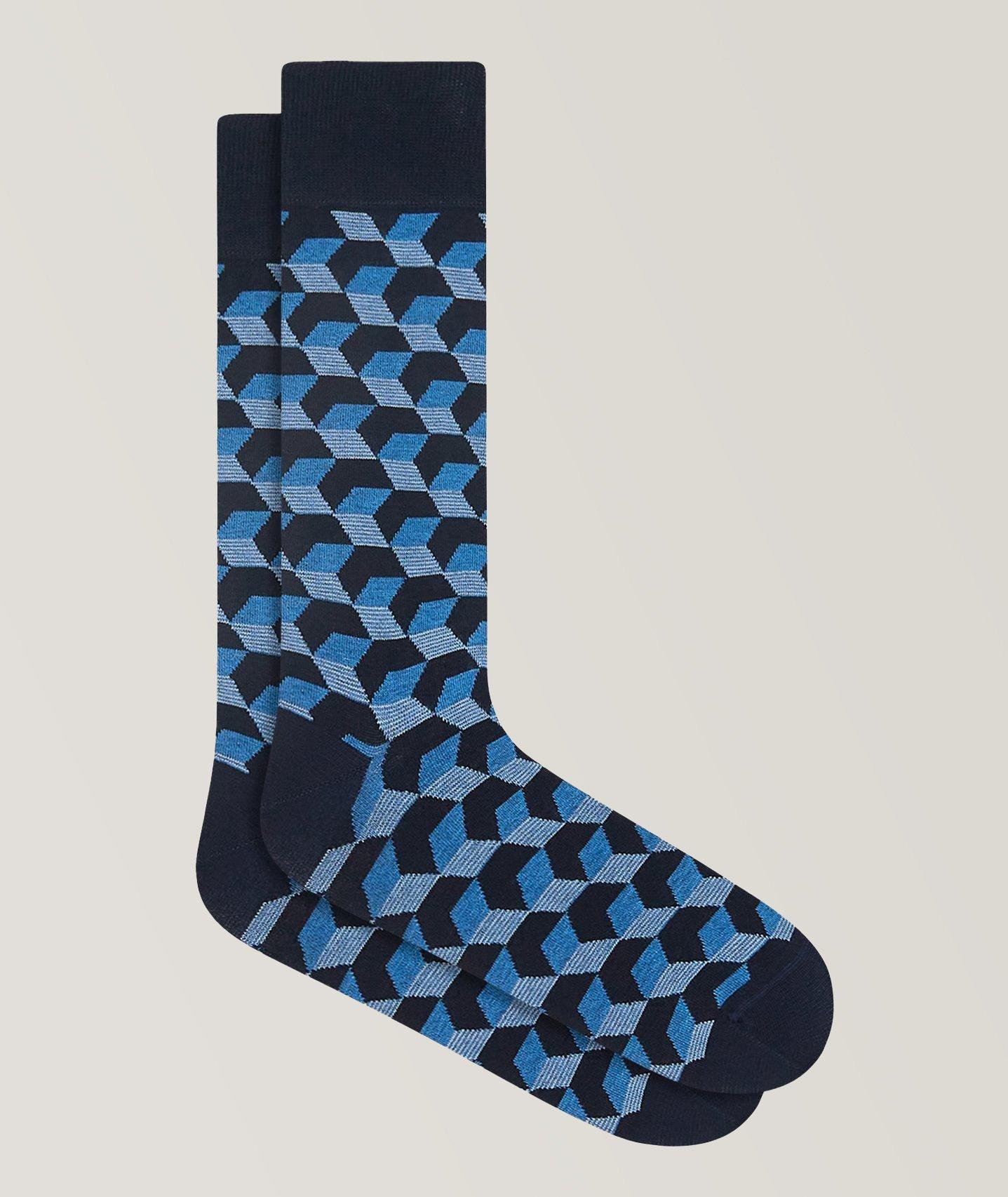 Chaussettes en coton extensible à motif géométrique image 0