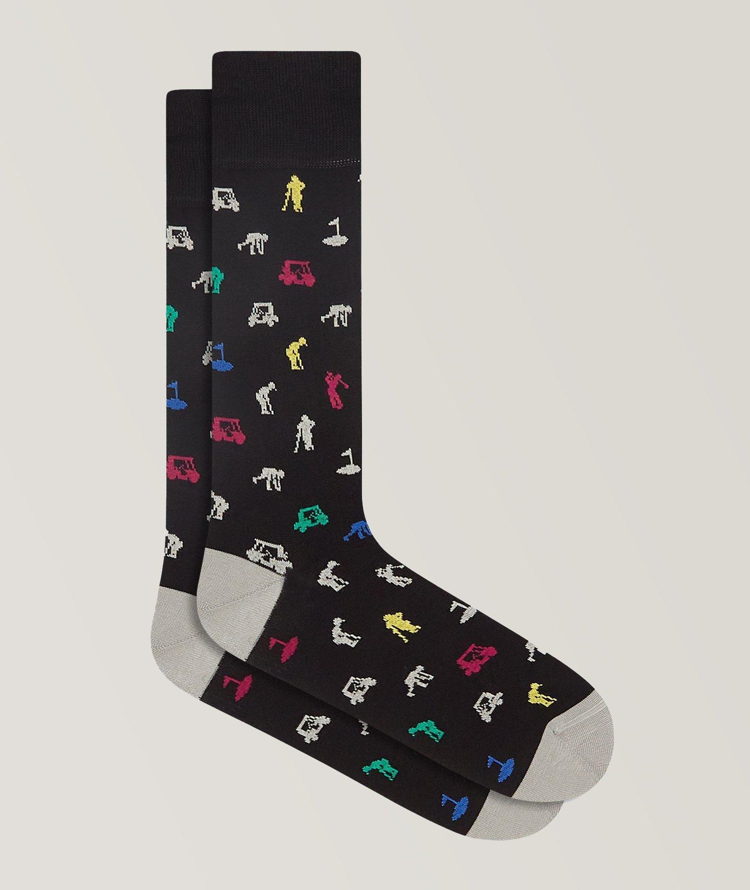 Golfer Printed Stretch-Cotton Socks image 0