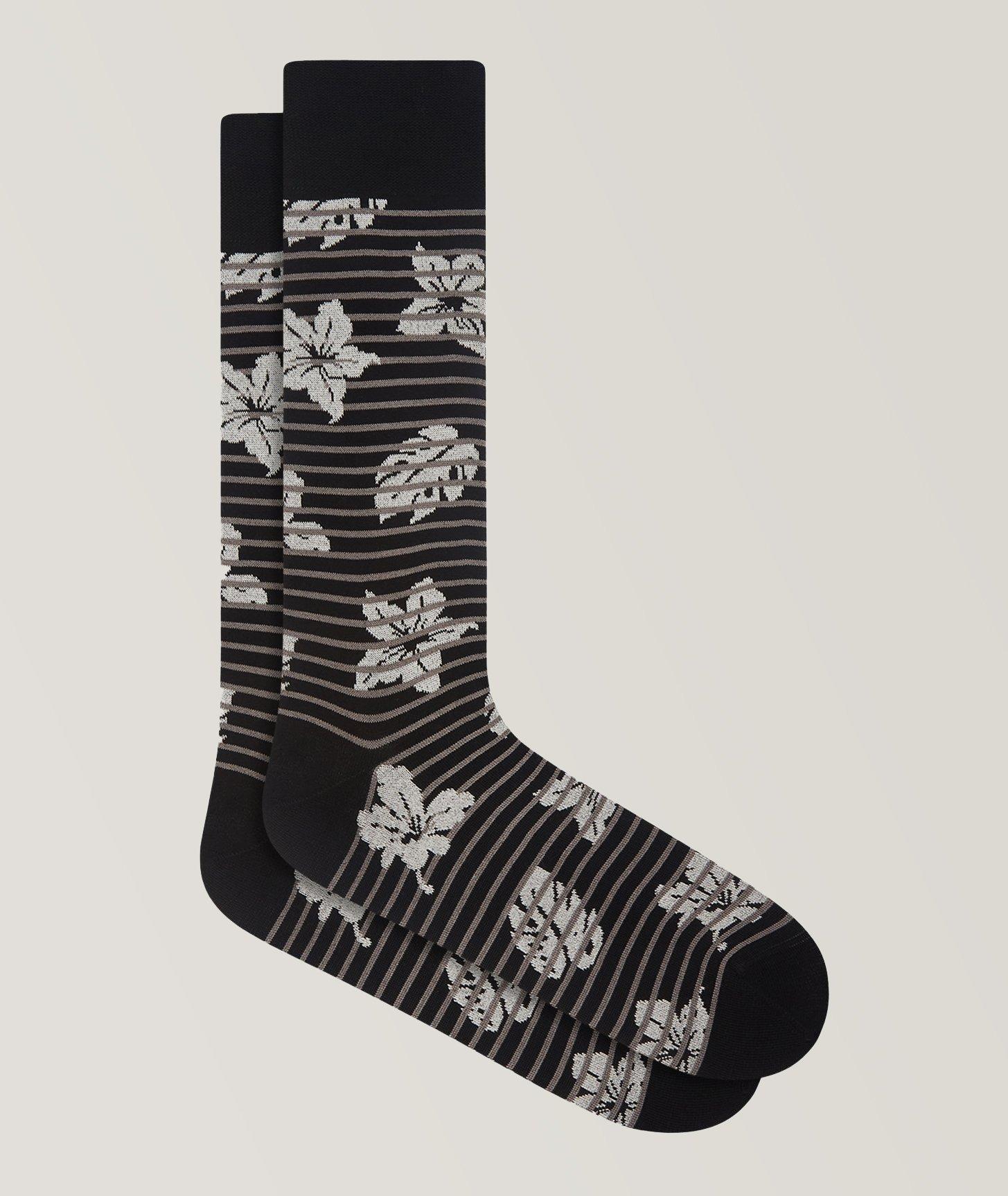 Chaussettes en coton extensible à motif floral image 0