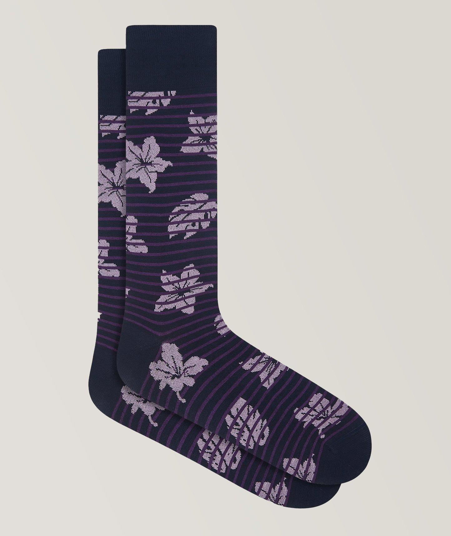 Floral Print Stretch-Cotton Socks image 0