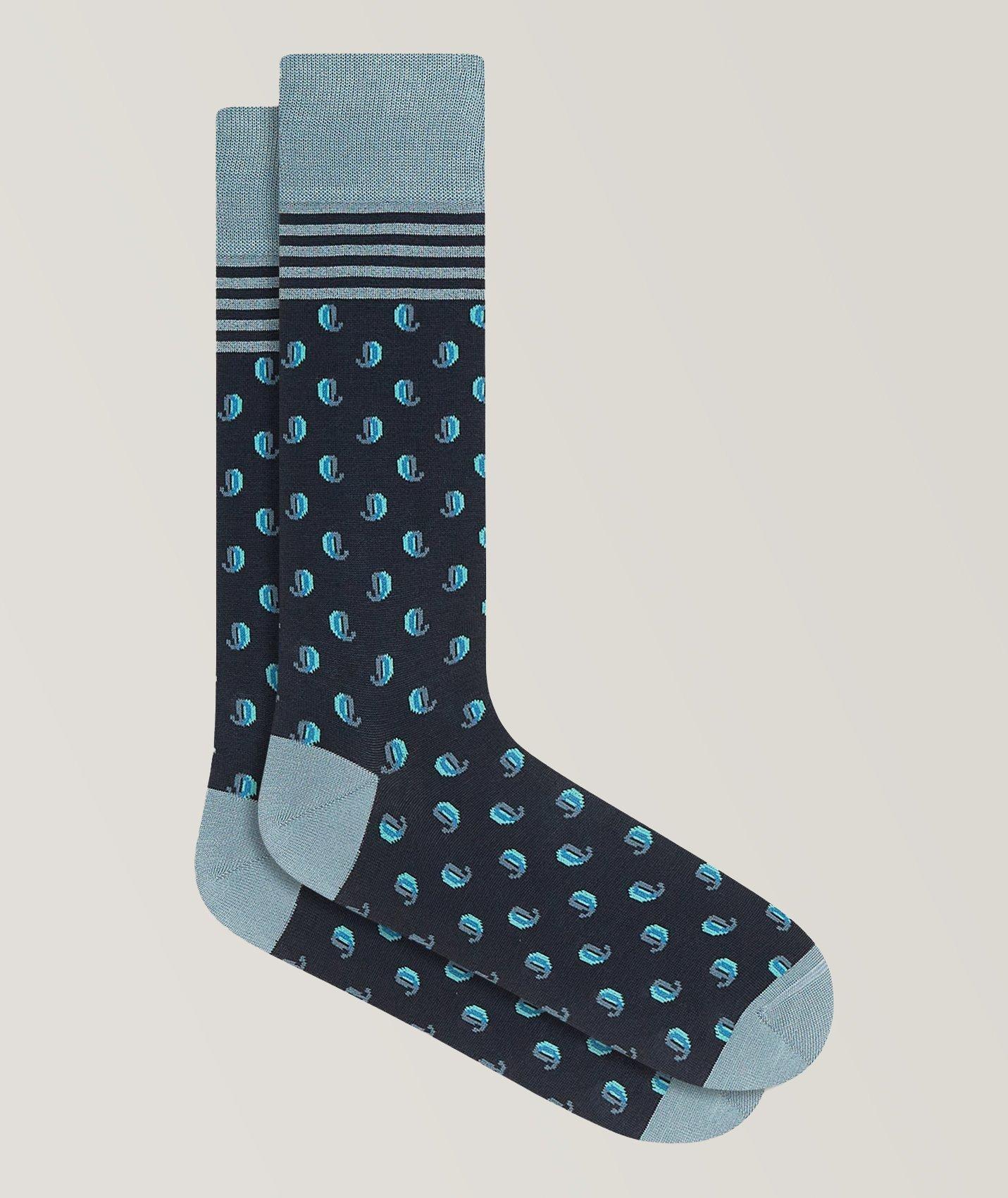 Miniature Paisley Print Stretch-Cotton Socks image 0