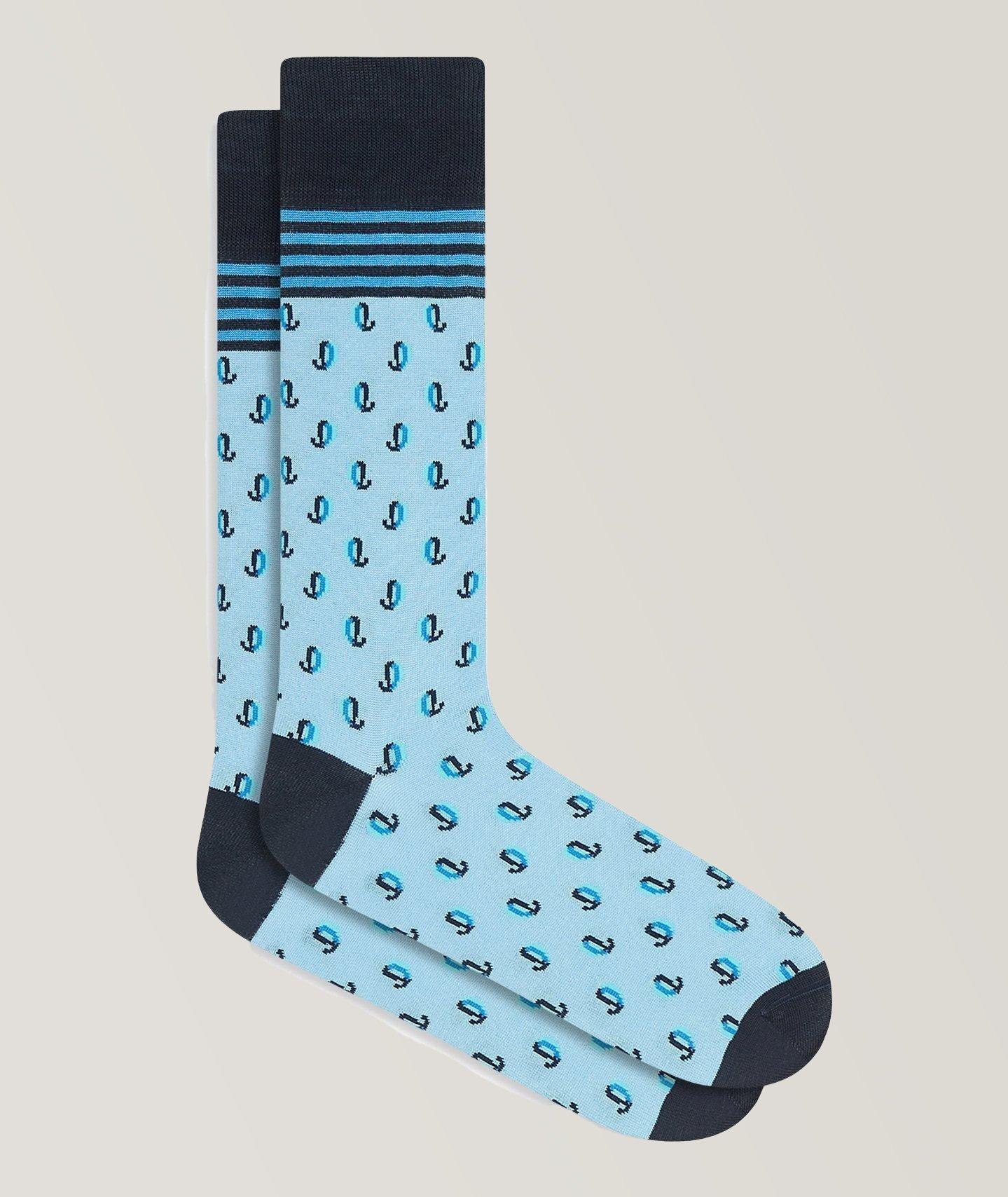 Miniature Paisley Print Stretch-Cotton Socks image 0