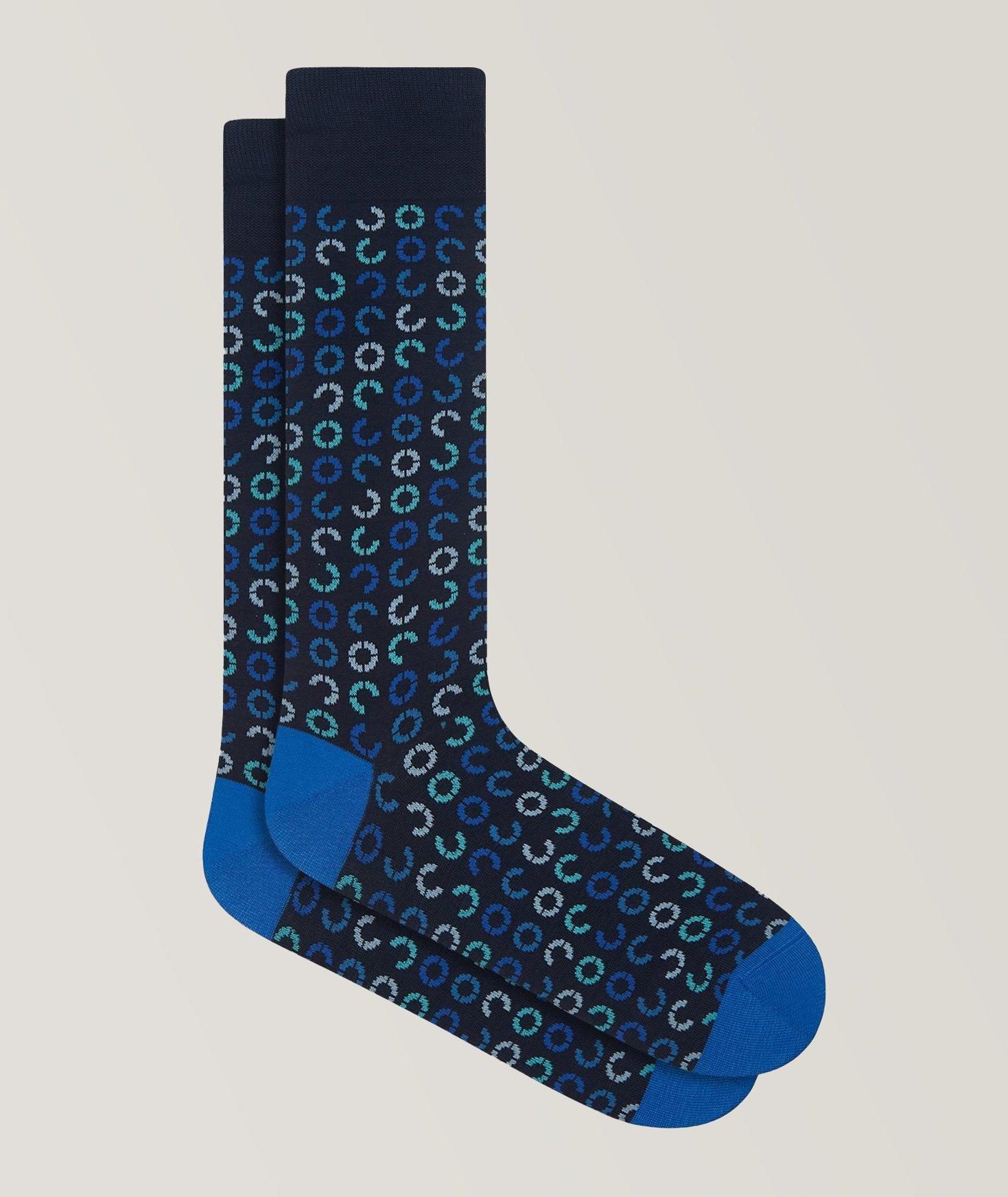 Multi-Dot Printed Stretch-Cotton Socks image 0