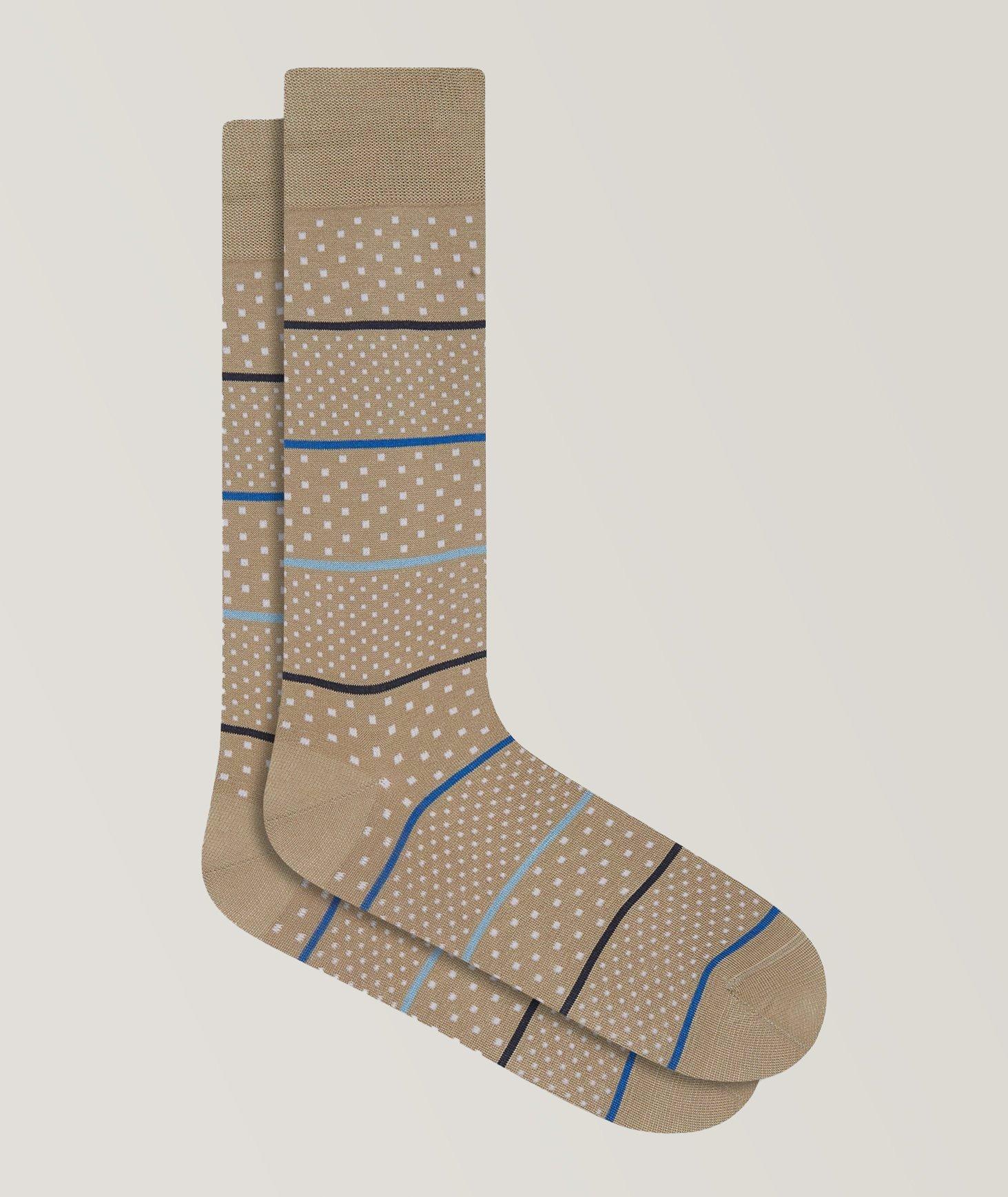Polka Dot Stripe Print Stretch-Cotton Socks image 0