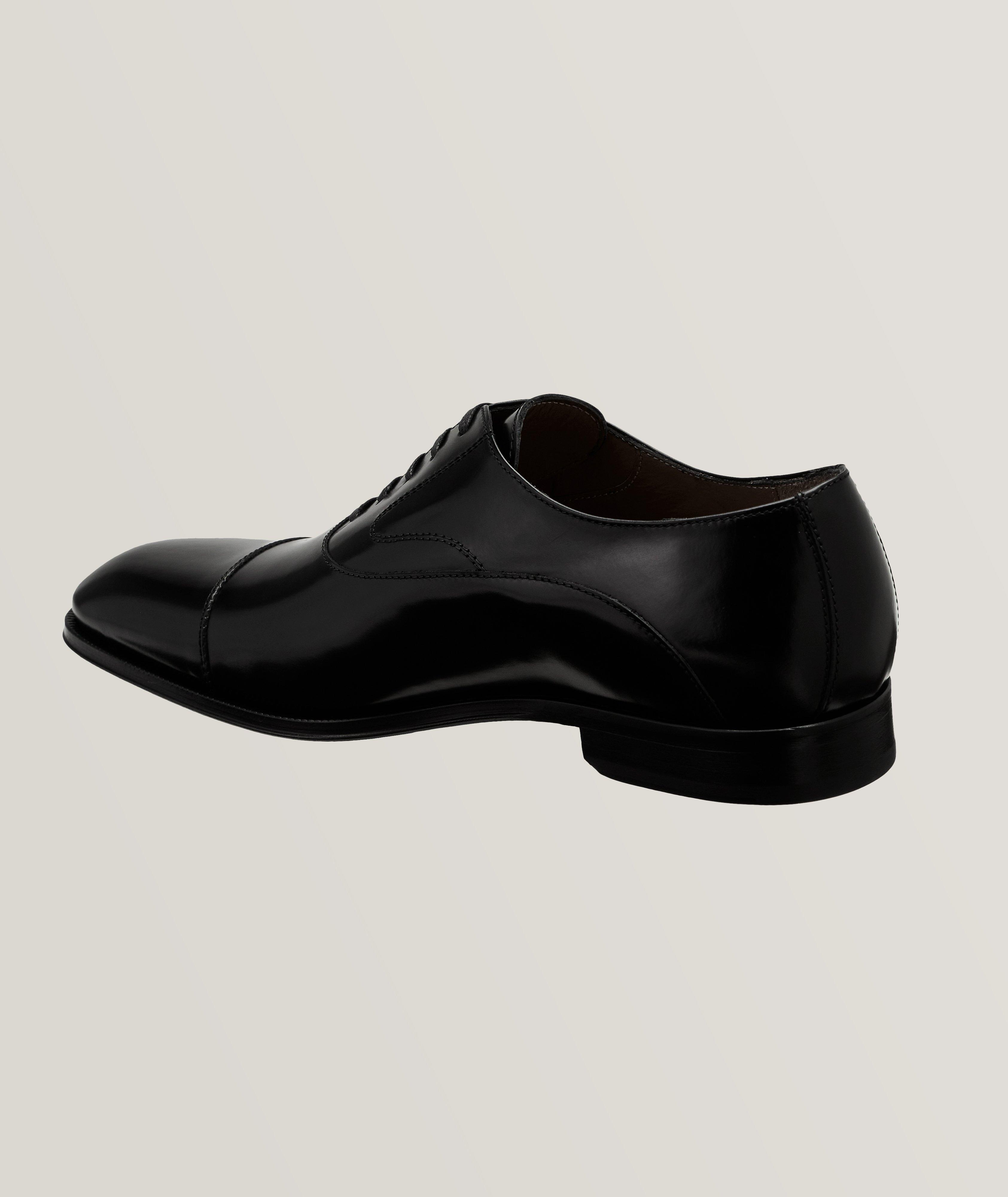 High-Shine Polished Leather Cap-Toe Oxfords image 1